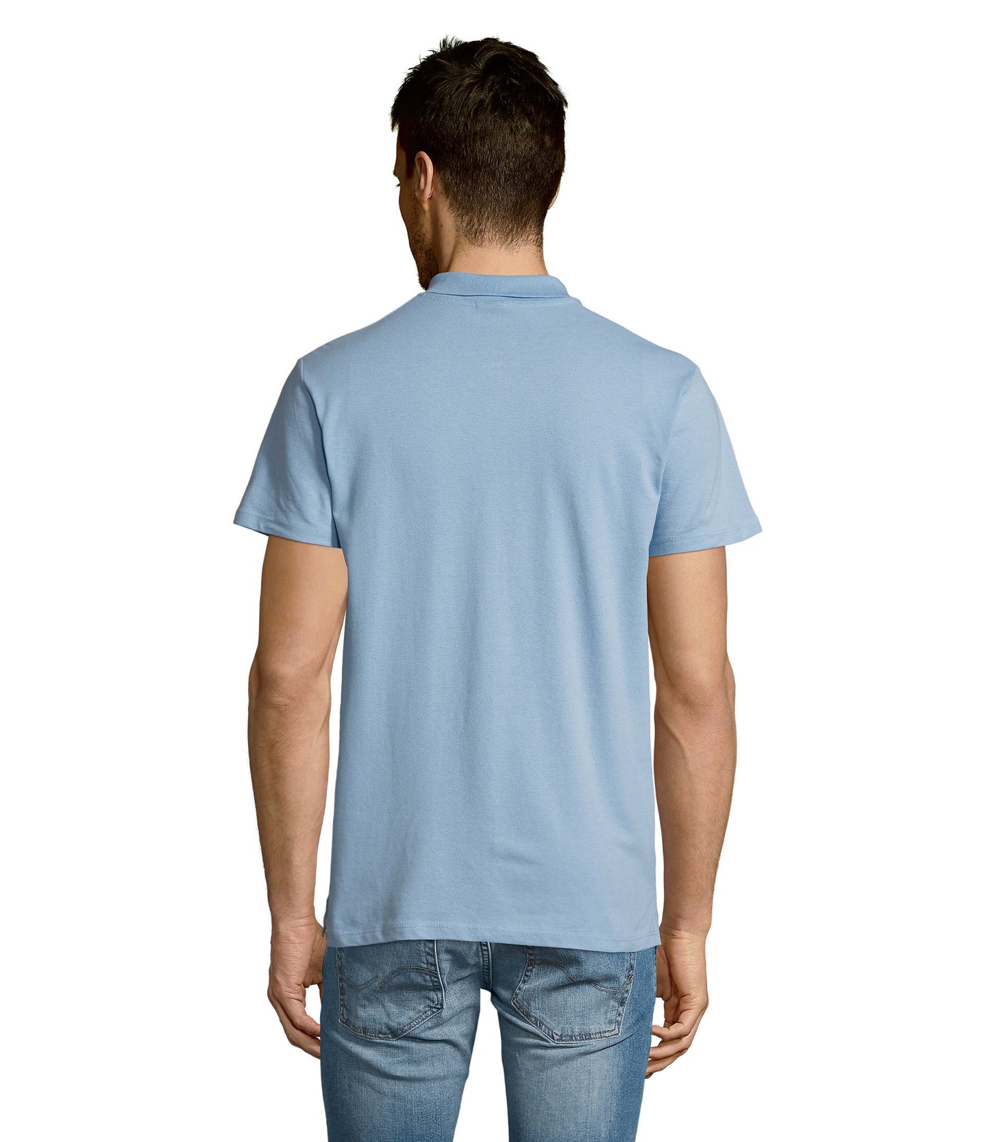 Polo homem de cor azul céu