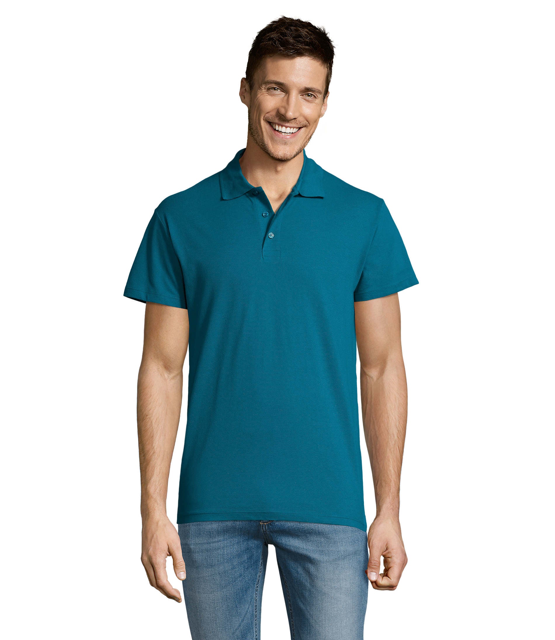 Polo homem de cor azul pato