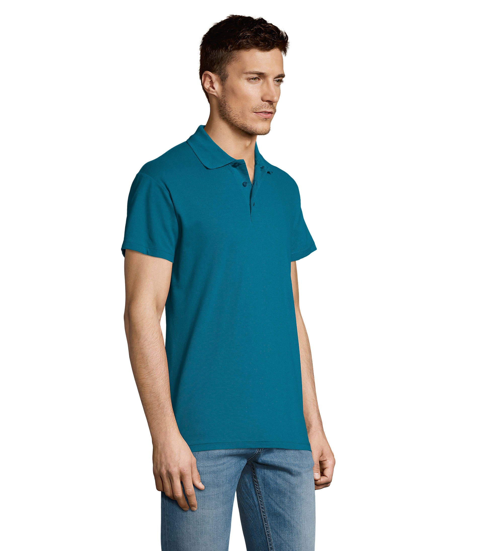 Polo homem de cor azul pato