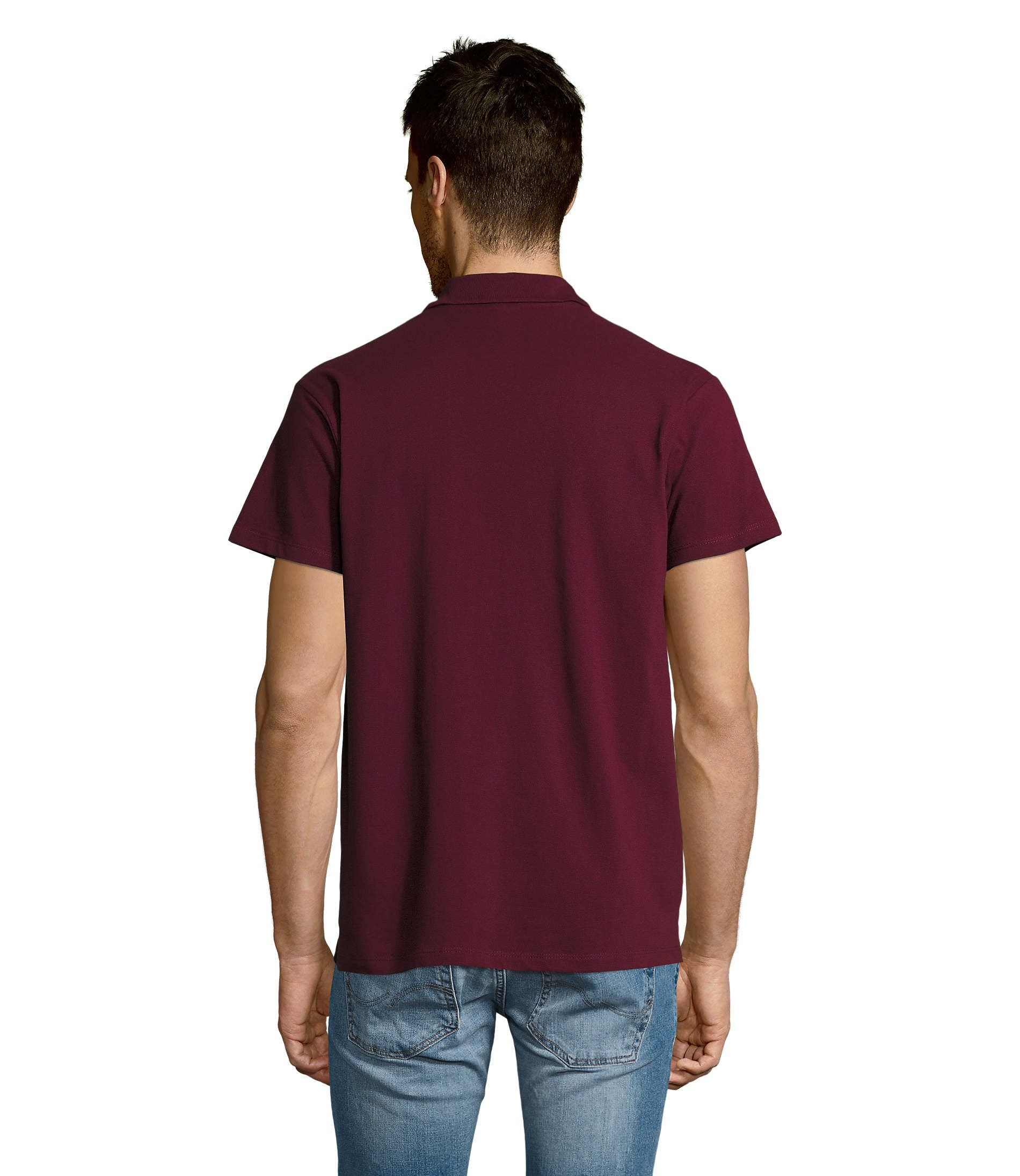 Polo homem de cor bordô,
