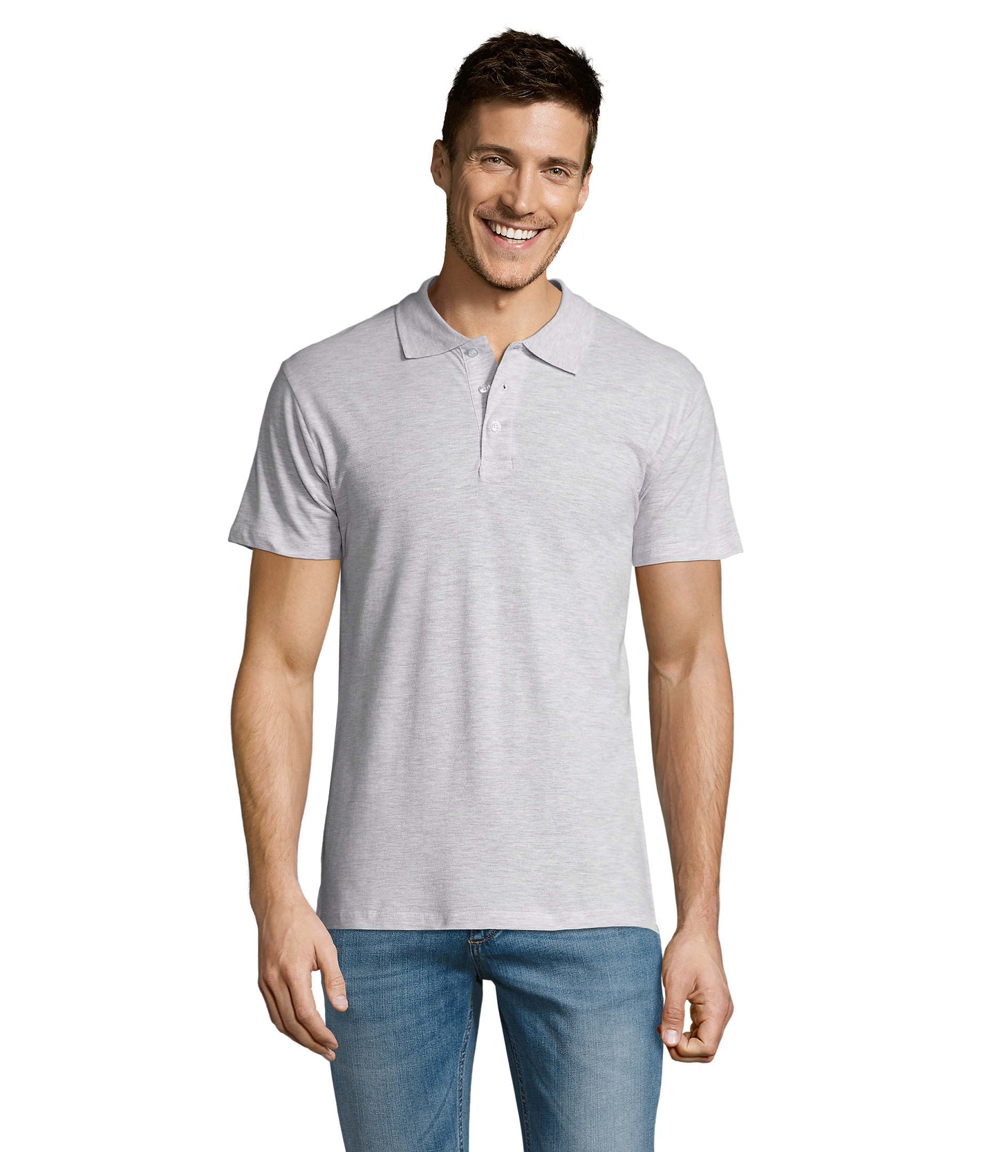 Polo homem de cor branco matizado