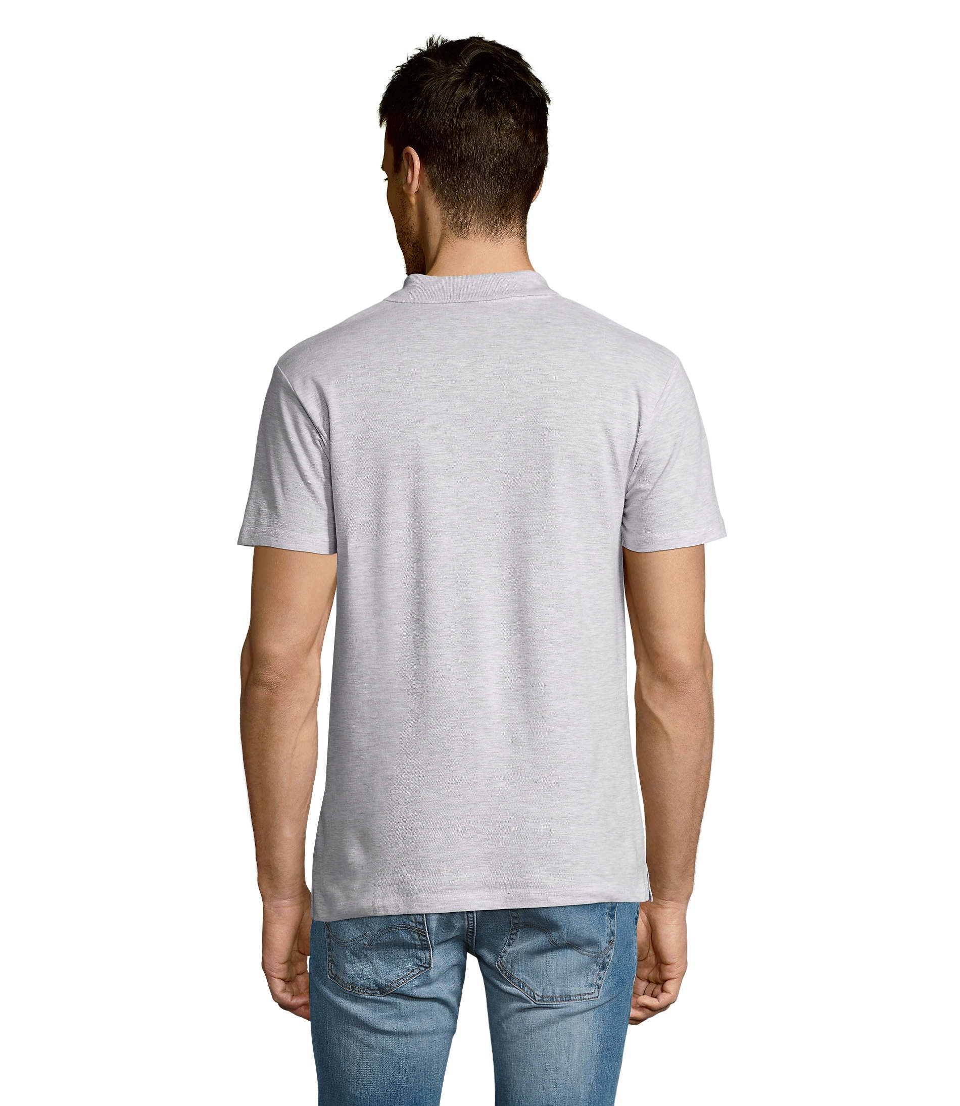 Polo homem de cor branco matizado