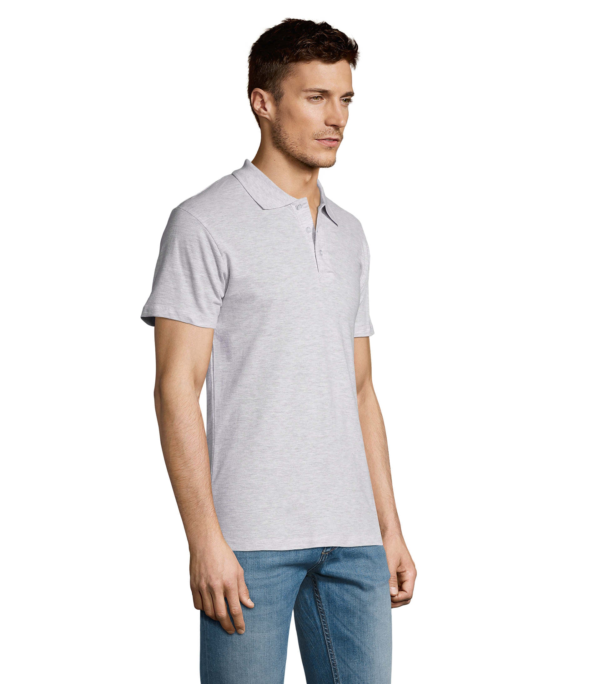 Polo homem de cor branco matizado
