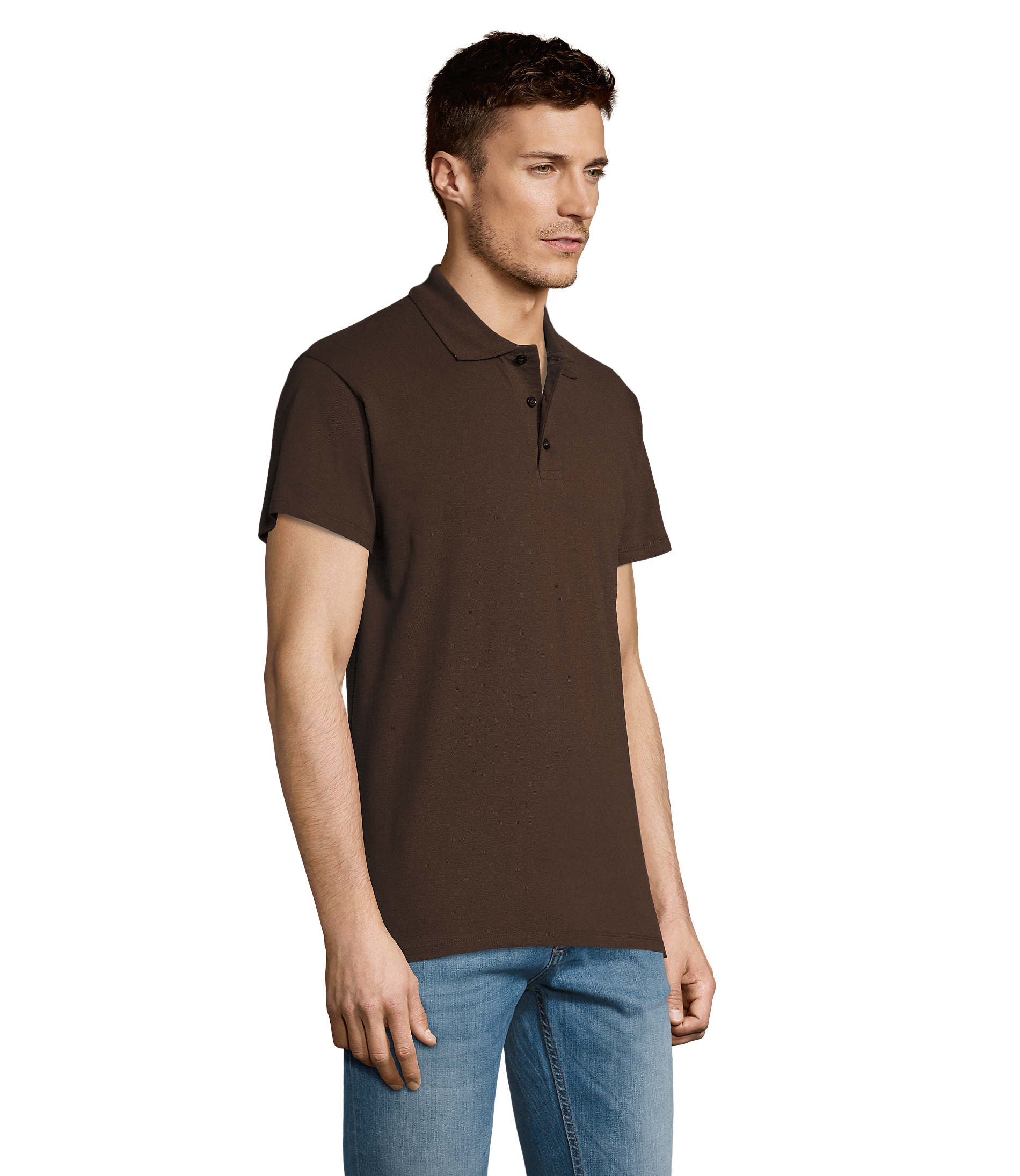 Polo homem de cor chocolate