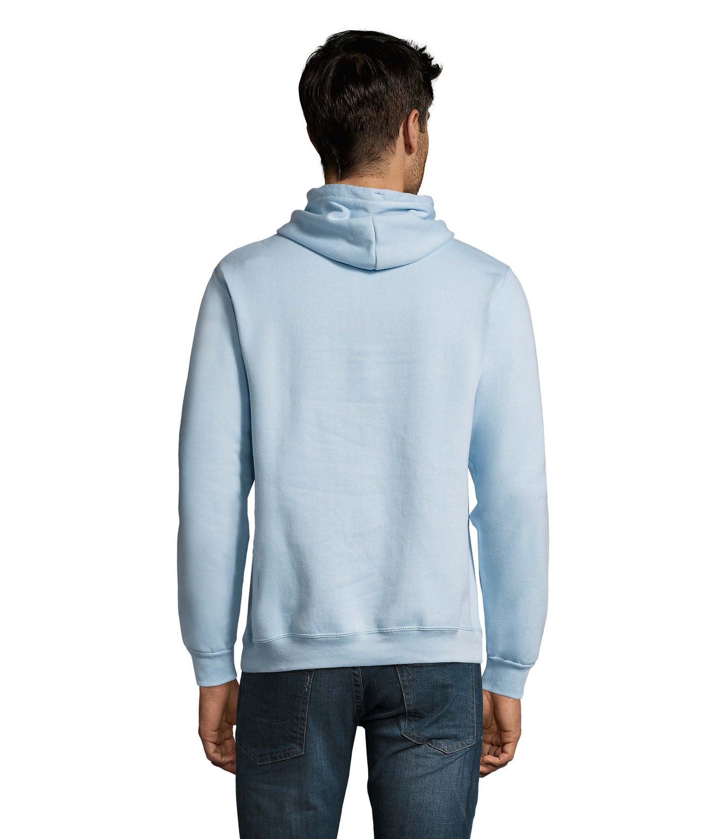 Sweat com capuz unissexo de cor azul céu