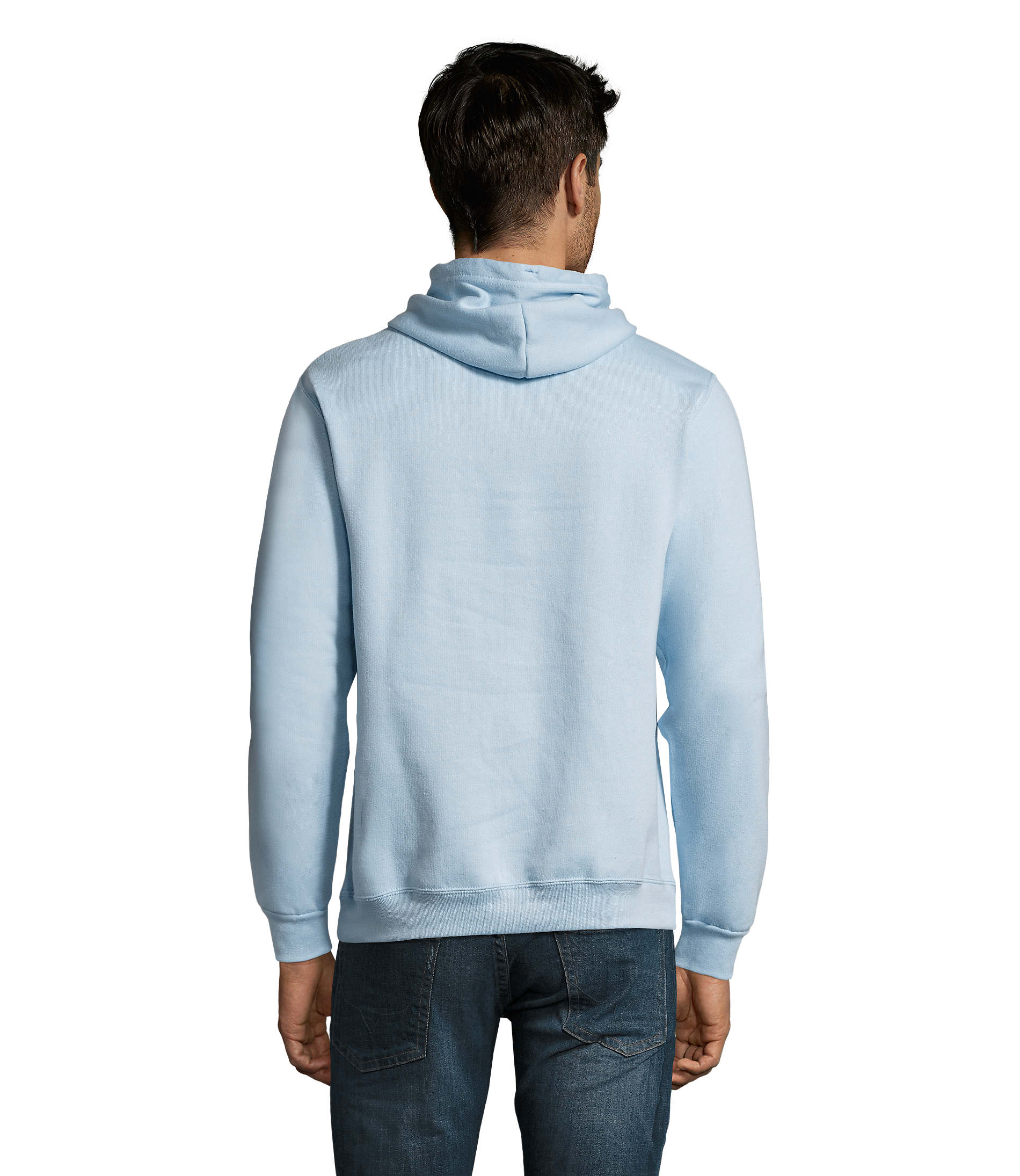 Sweat com capuz unissexo de cor azul céu