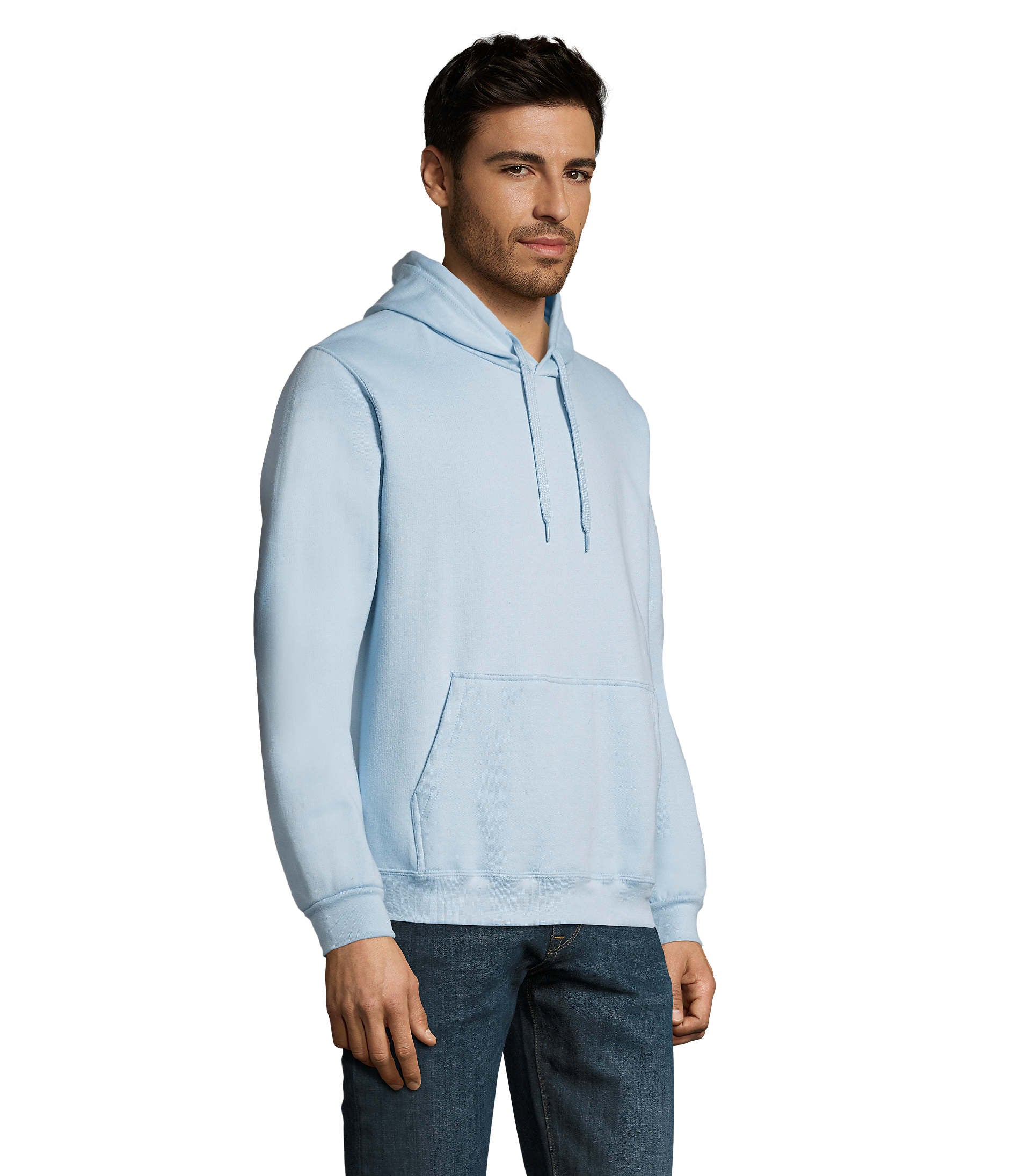 Sweat com capuz unissexo de cor azul céu
