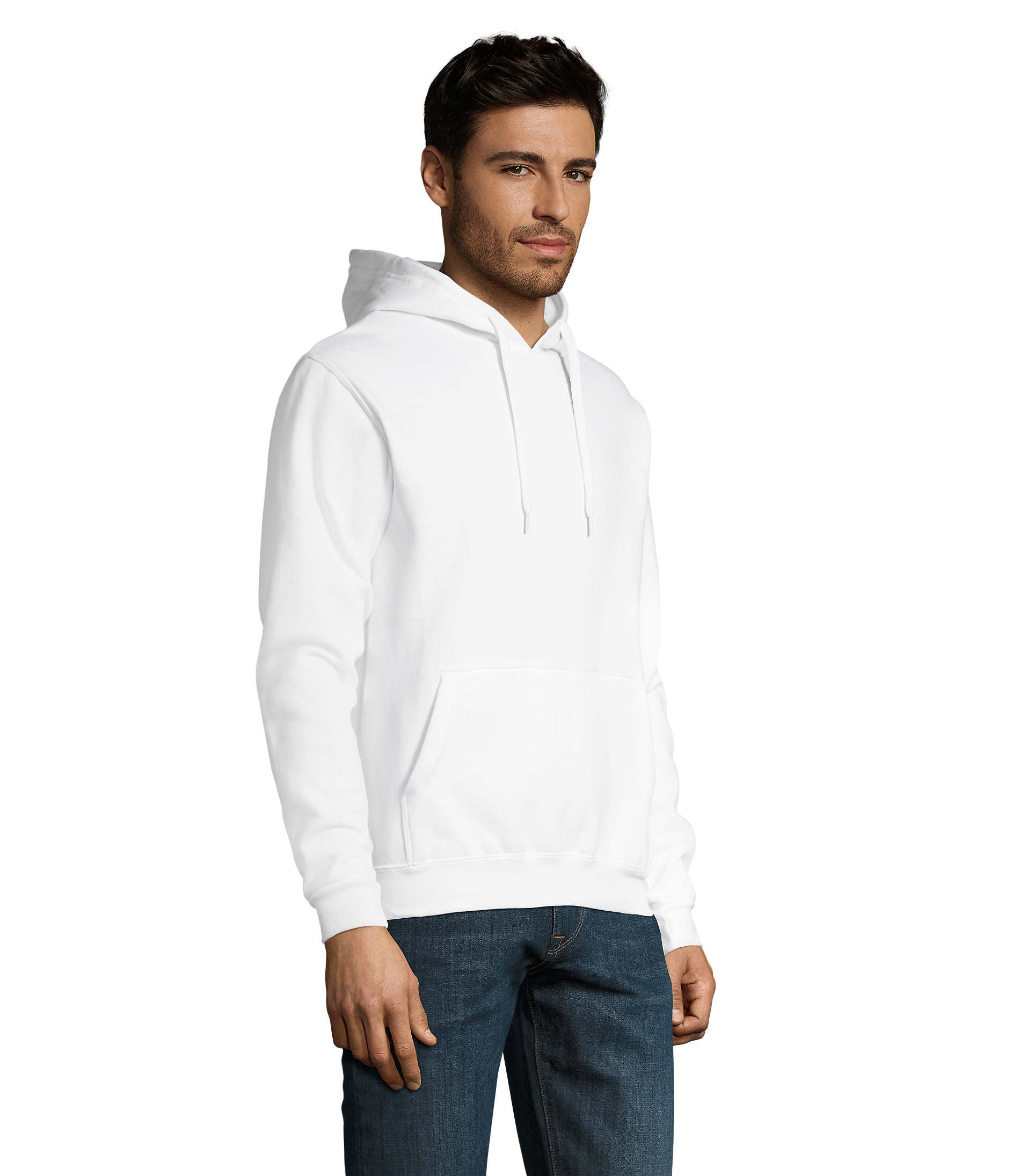 Sweat com capuz unissexo de cor branco