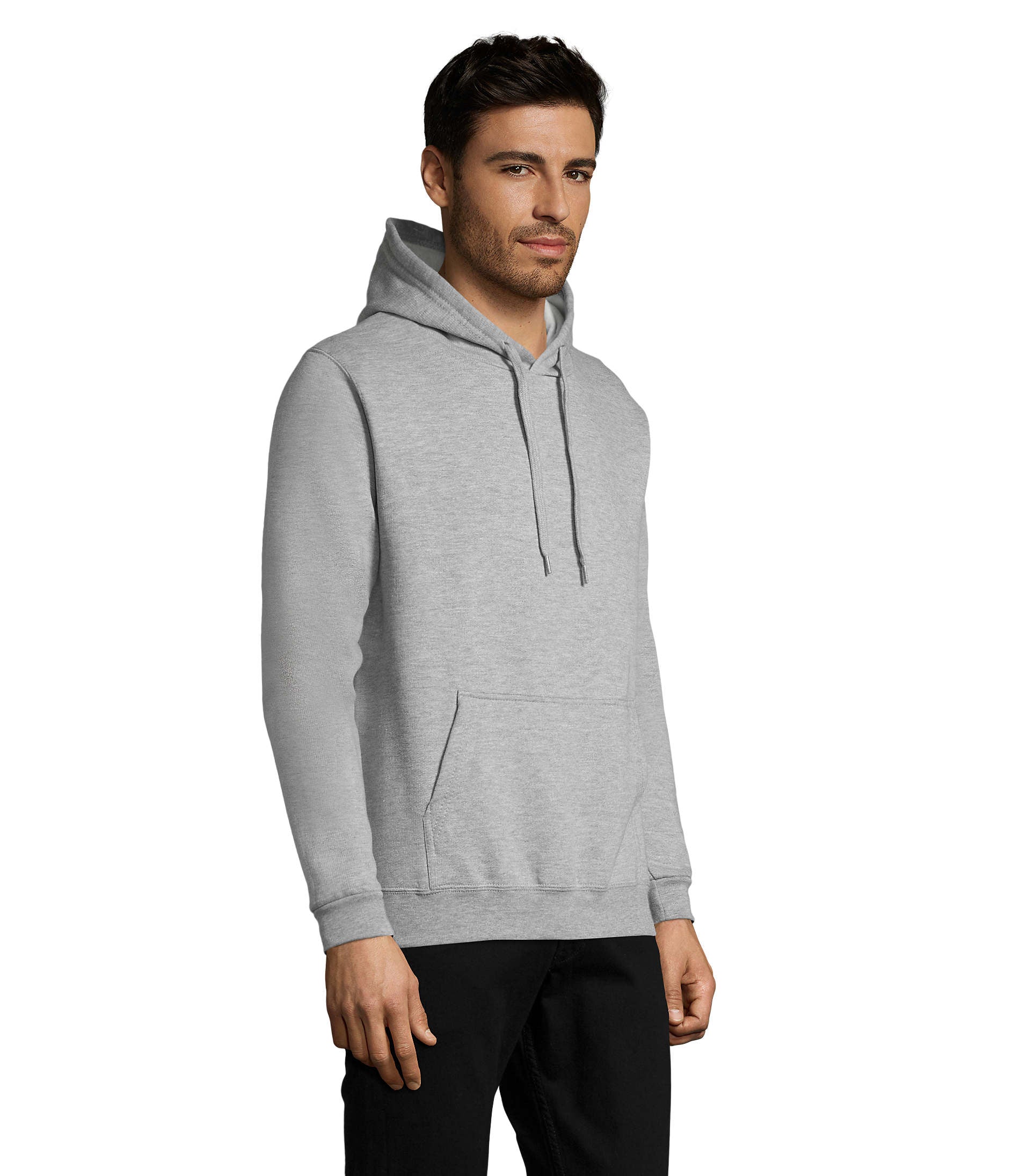 Sweat com capuz unissexo de cor cinzento matizado