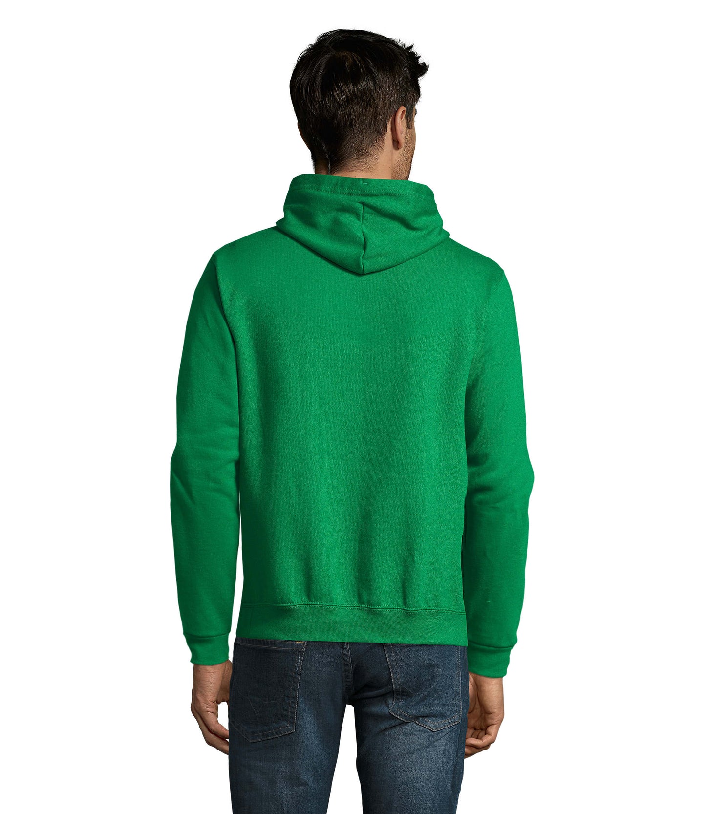 Sweat com capuz unissexo de cor verde dos prados