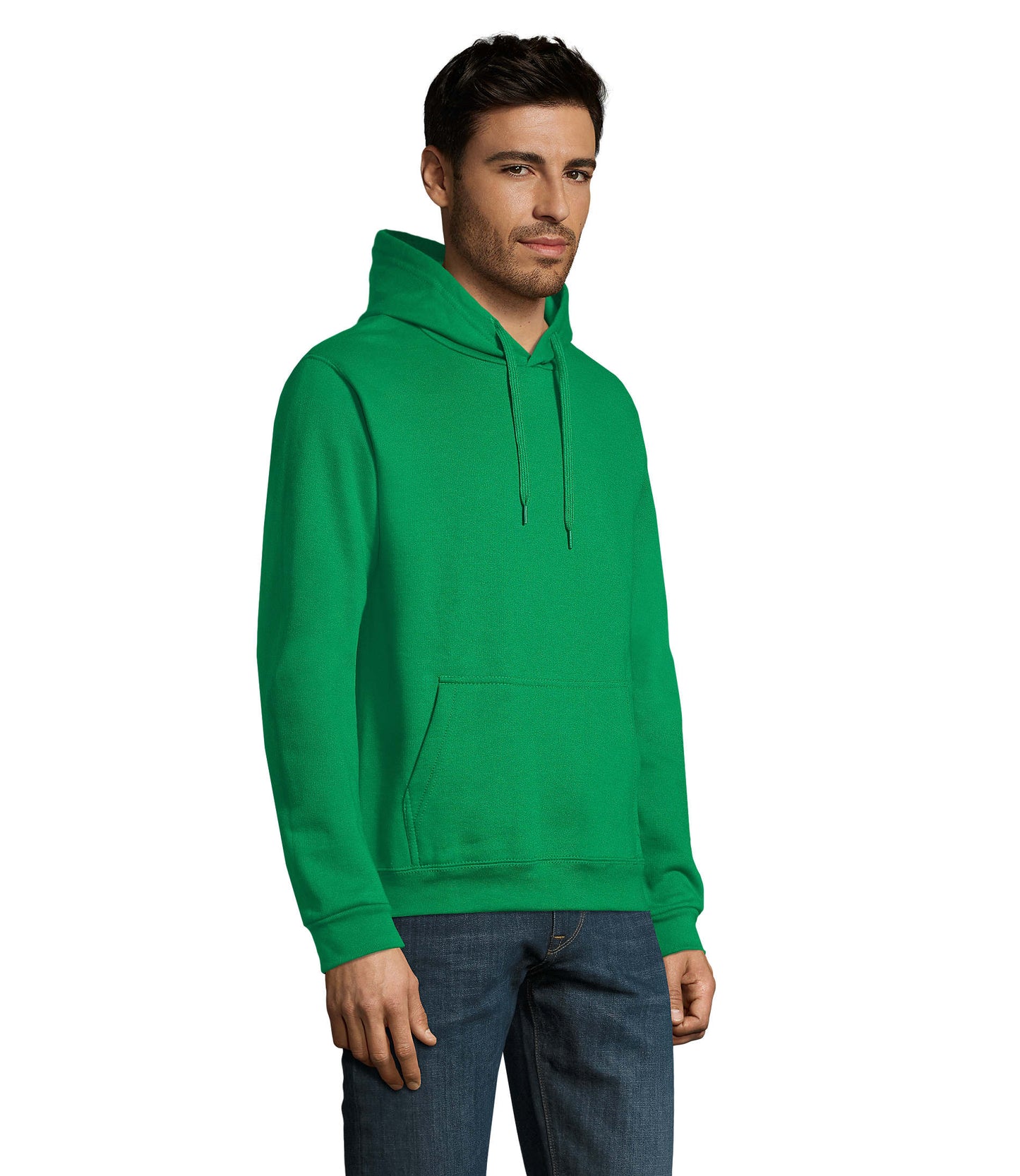 Sweat com capuz unissexo de cor verde dos prados