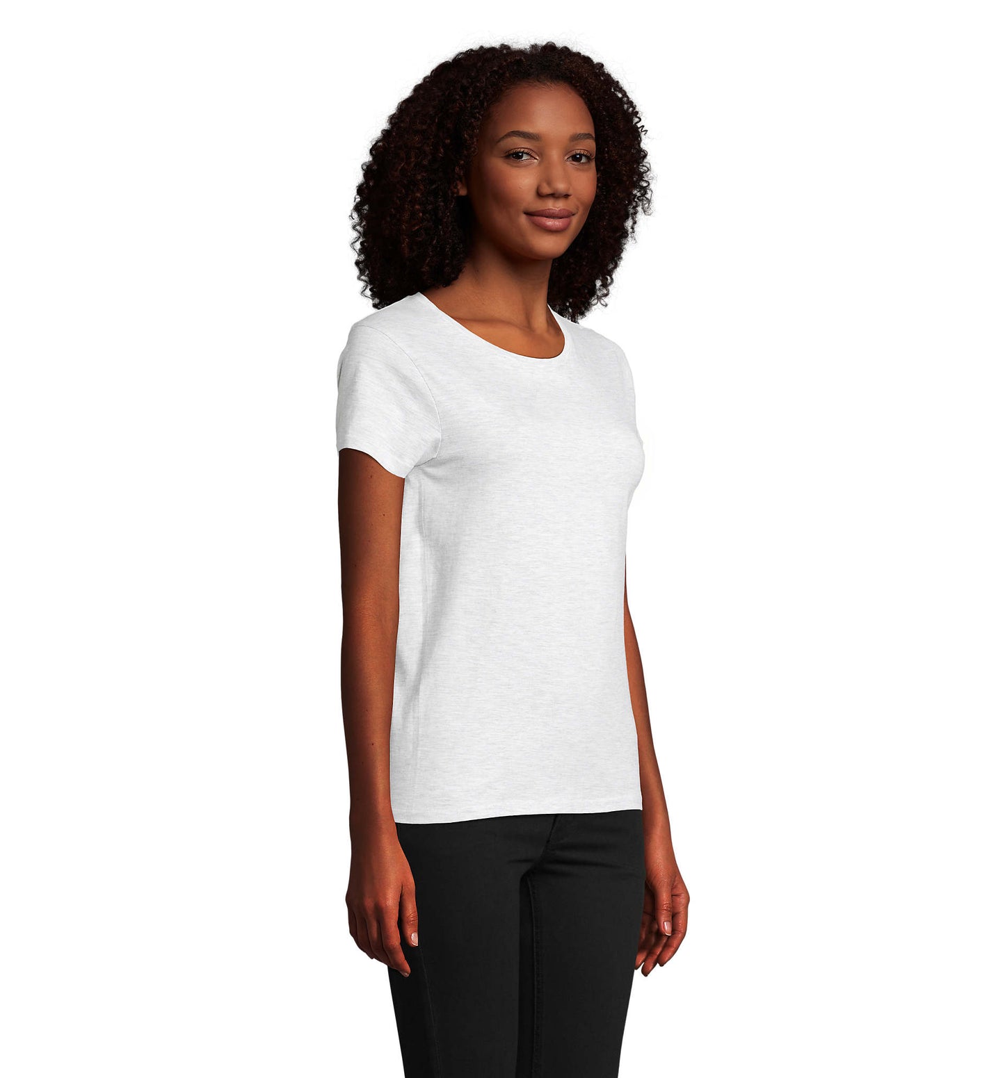 T-shirt mulher jersey de cor branco matizado