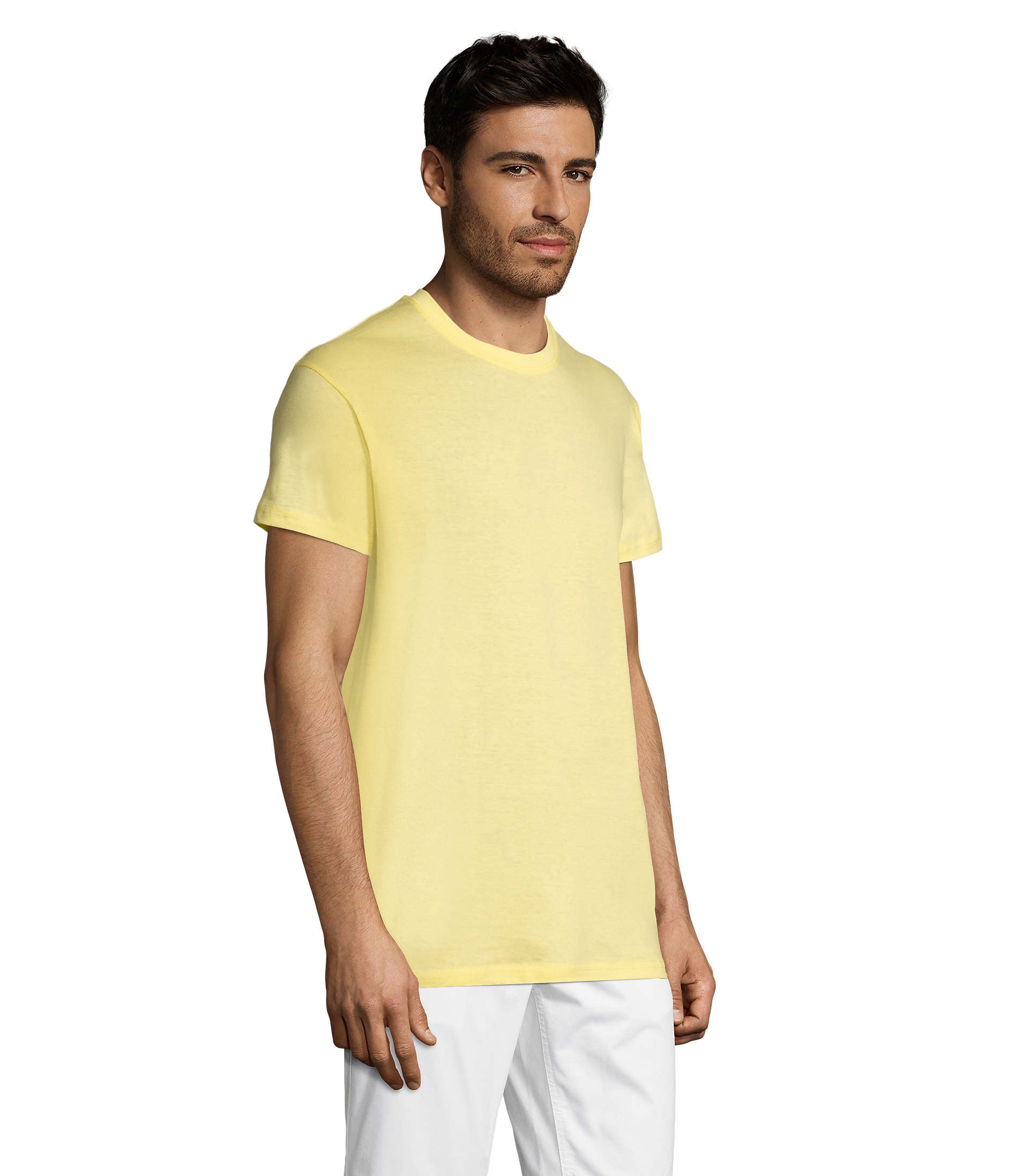 T-shirt unissexo de cor amarelo claro