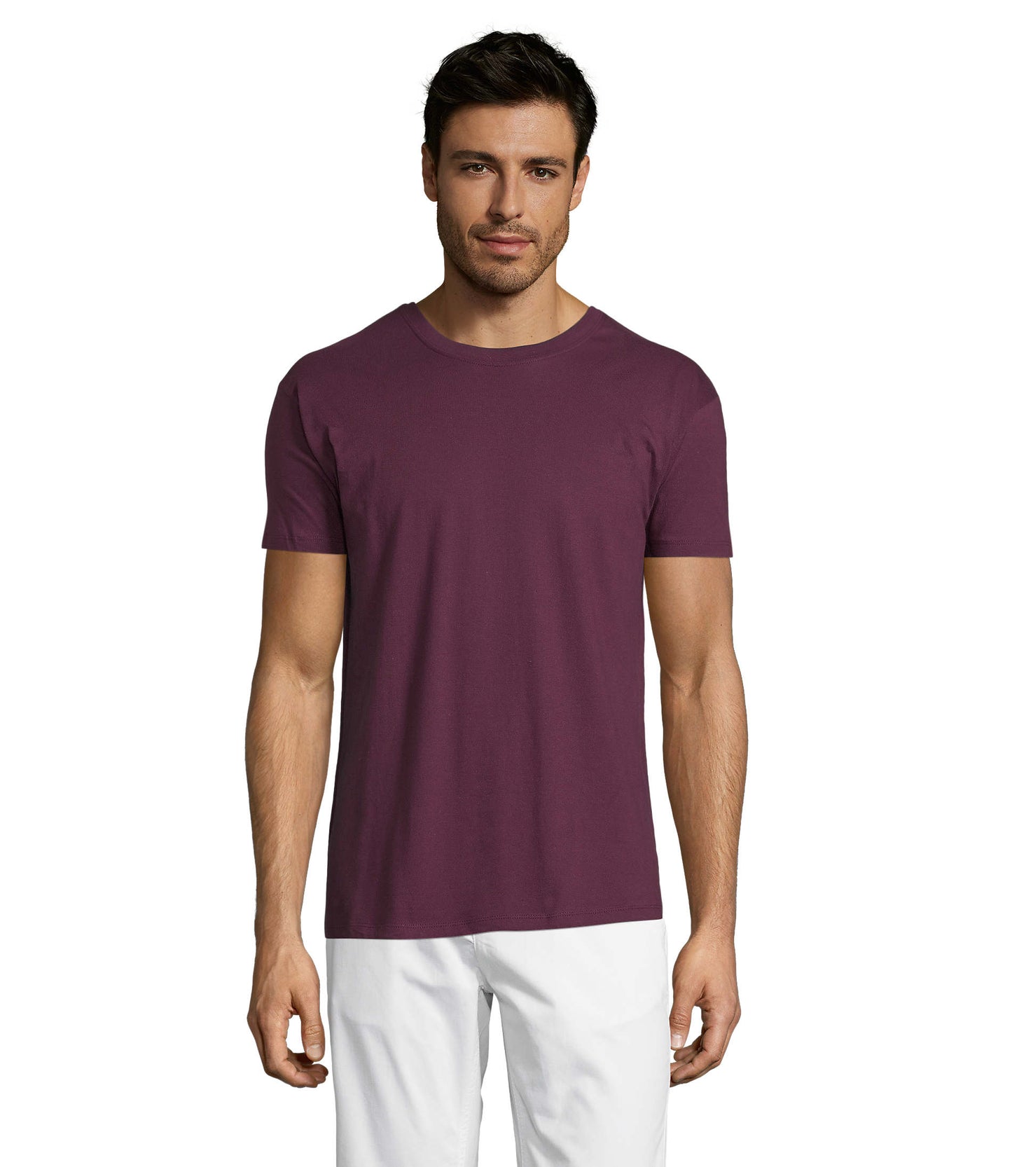 T-shirt unissexo de cor bordô