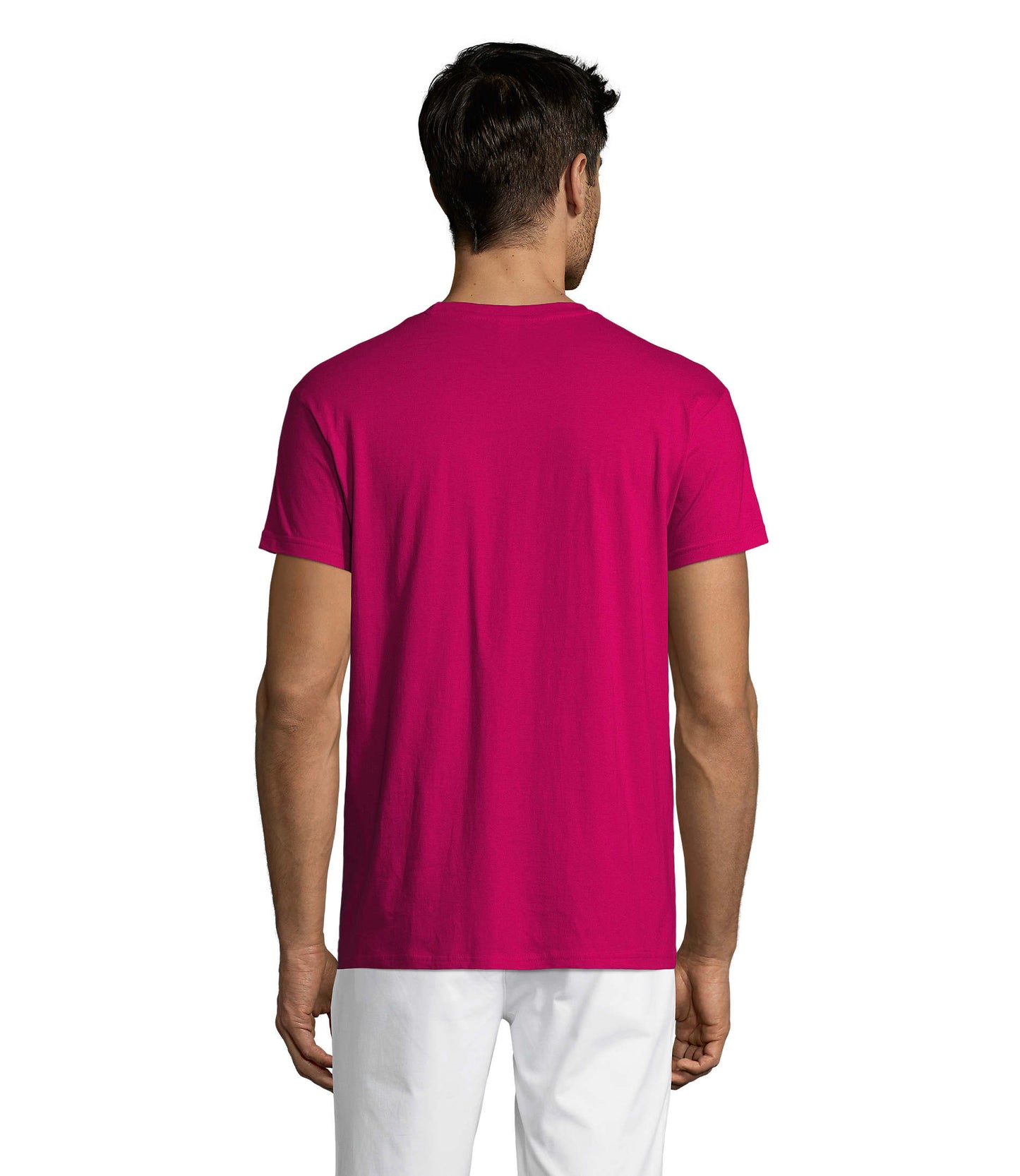 T-shirt unissexo de cor cor-de-rosa fushia