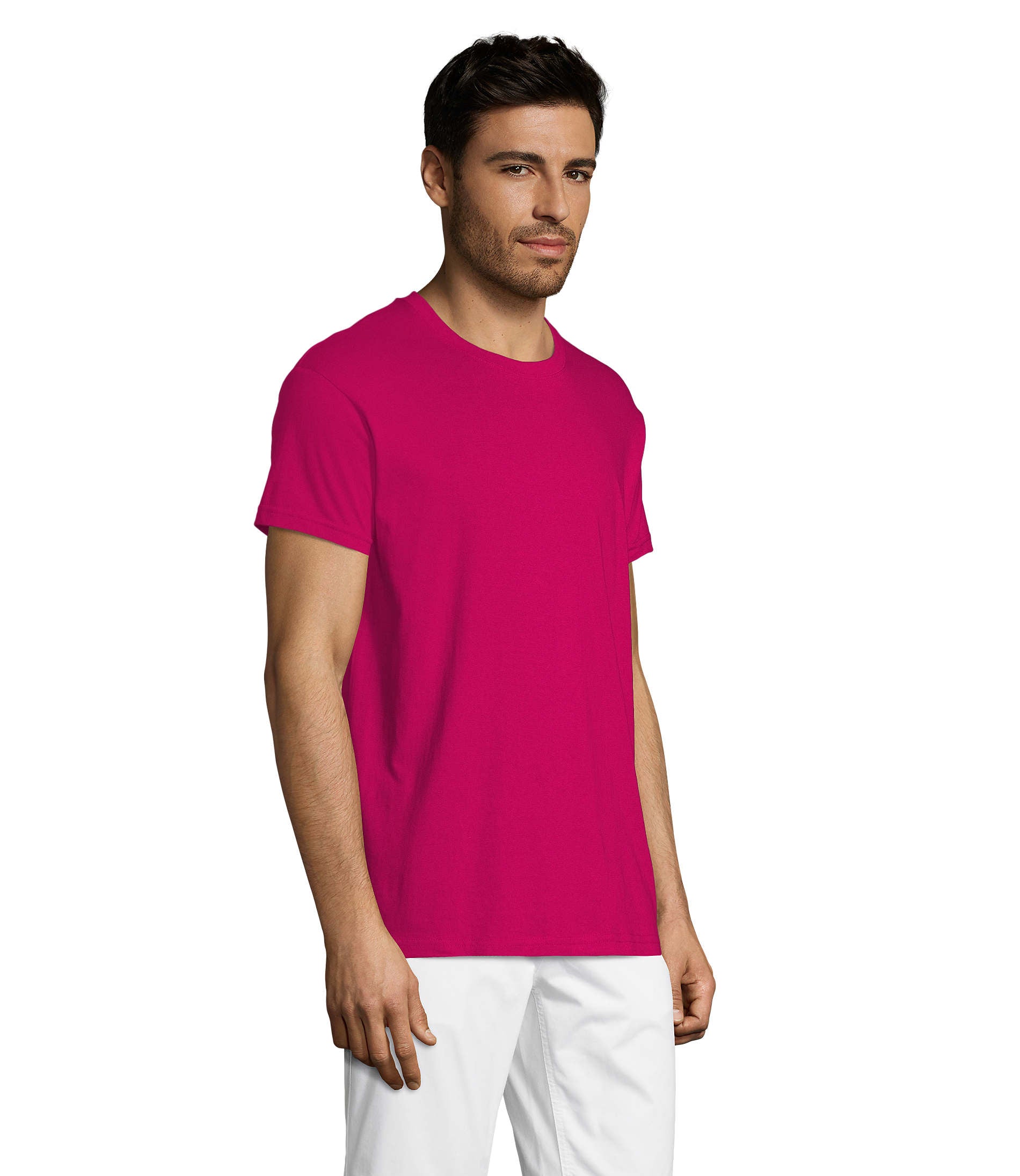 T-shirt unissexo de cor cor-de-rosa fushia