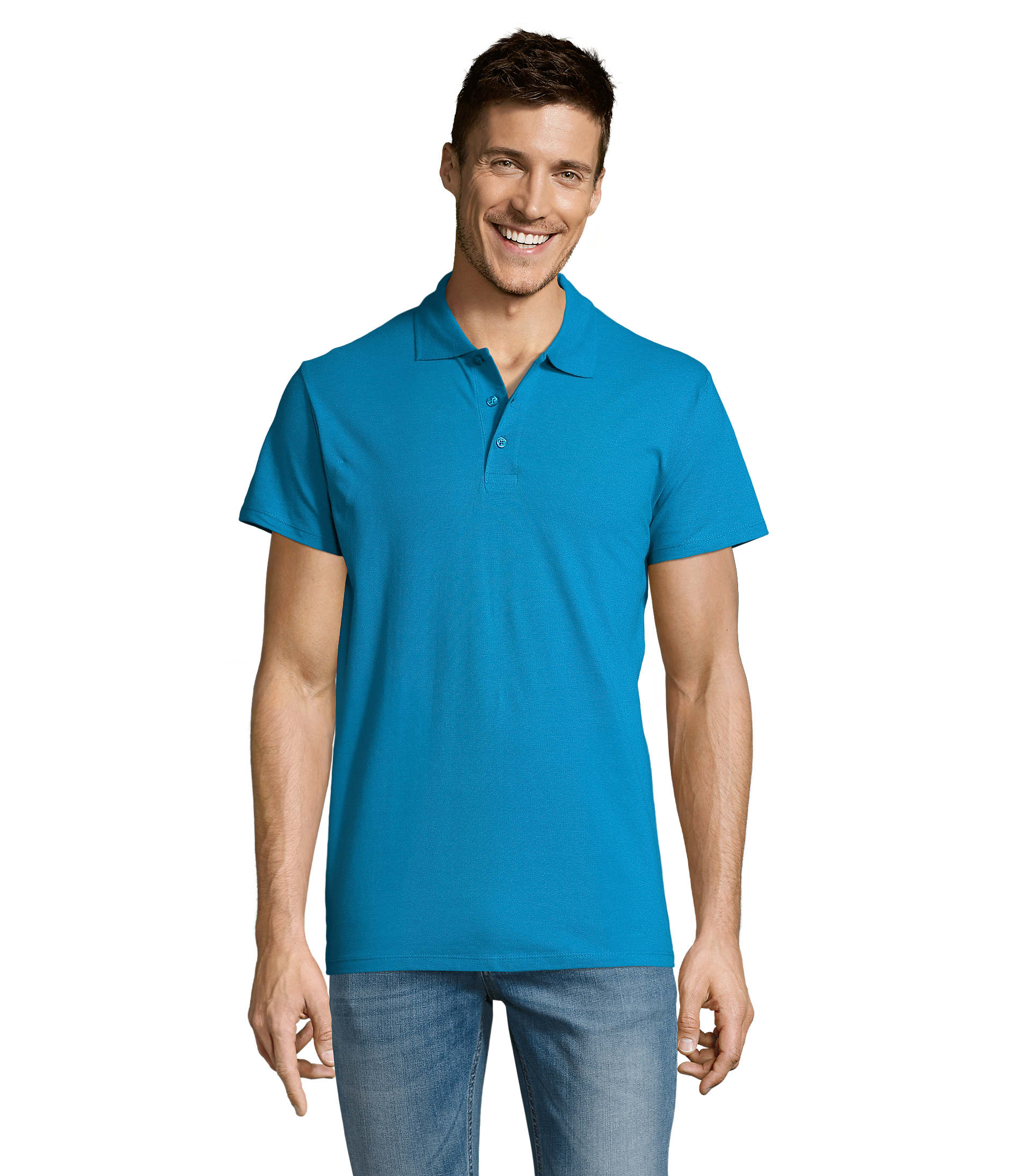 Polo homem de cor azul aqua/água