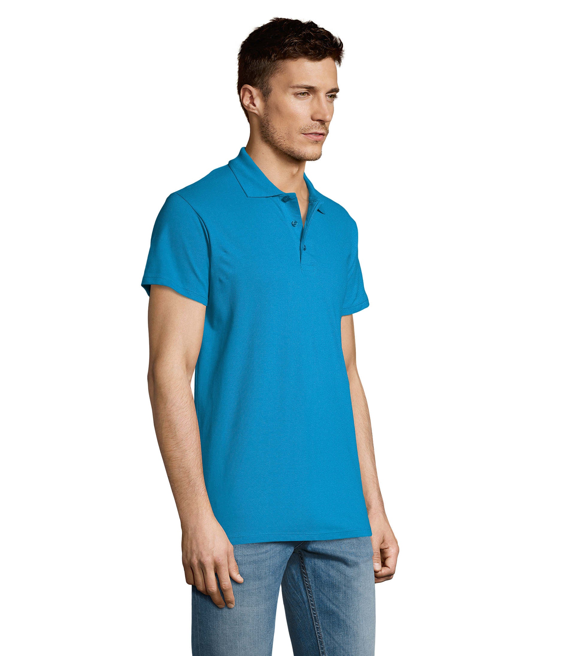 Polo homem de cor azul aqua/água