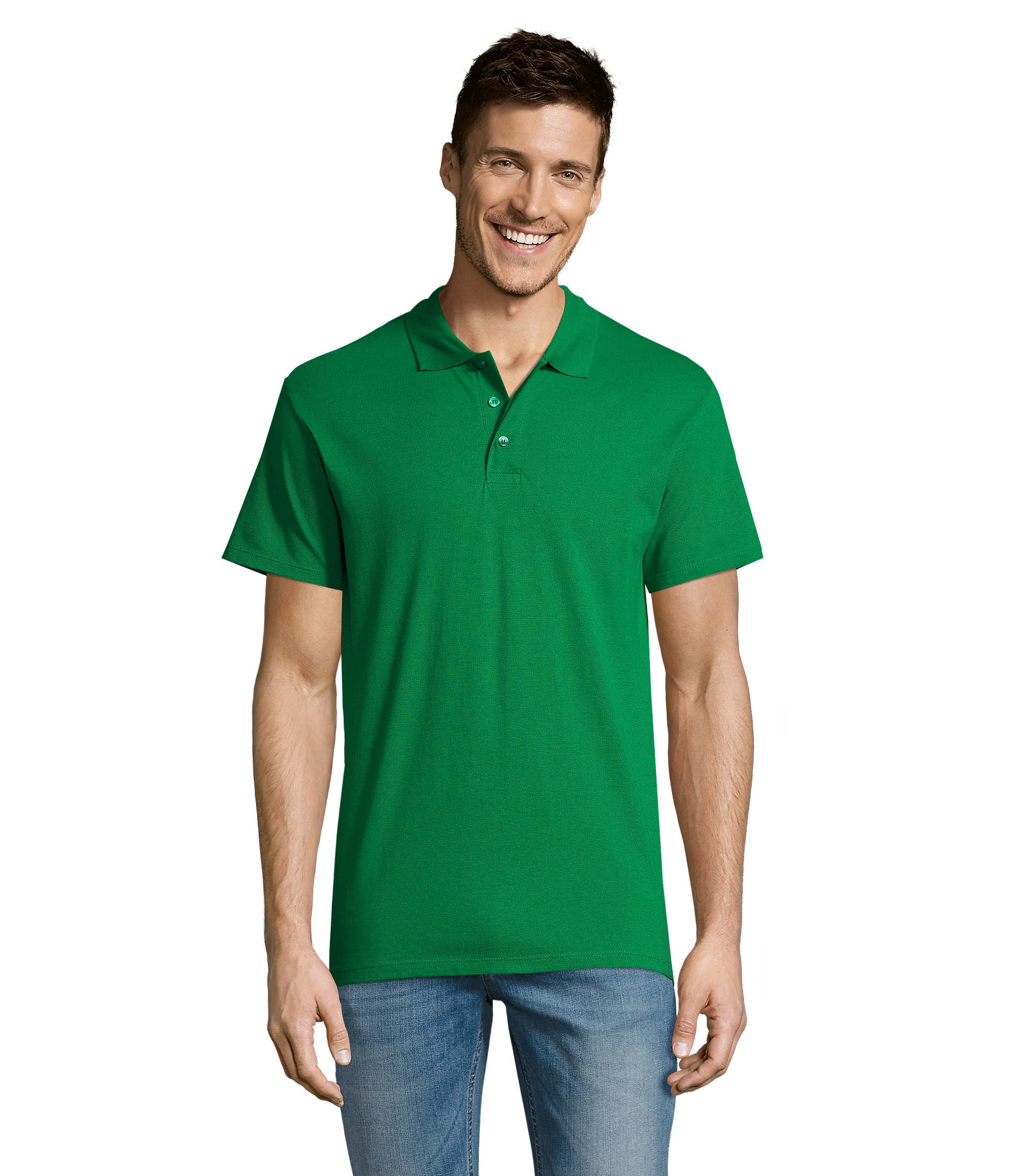 Polo homem de cor verde dos prados,