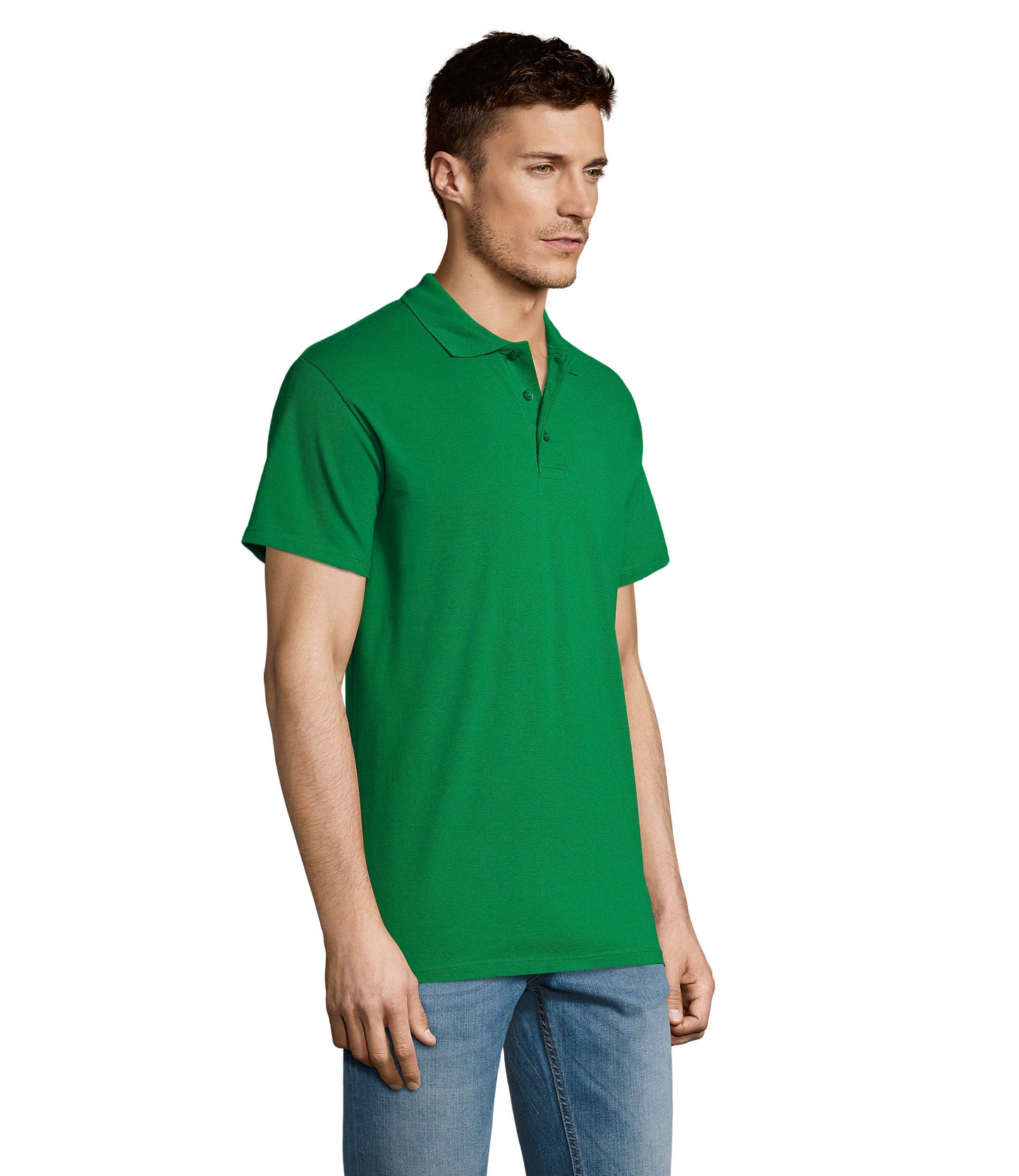 Polo homem de cor verde dos prados,