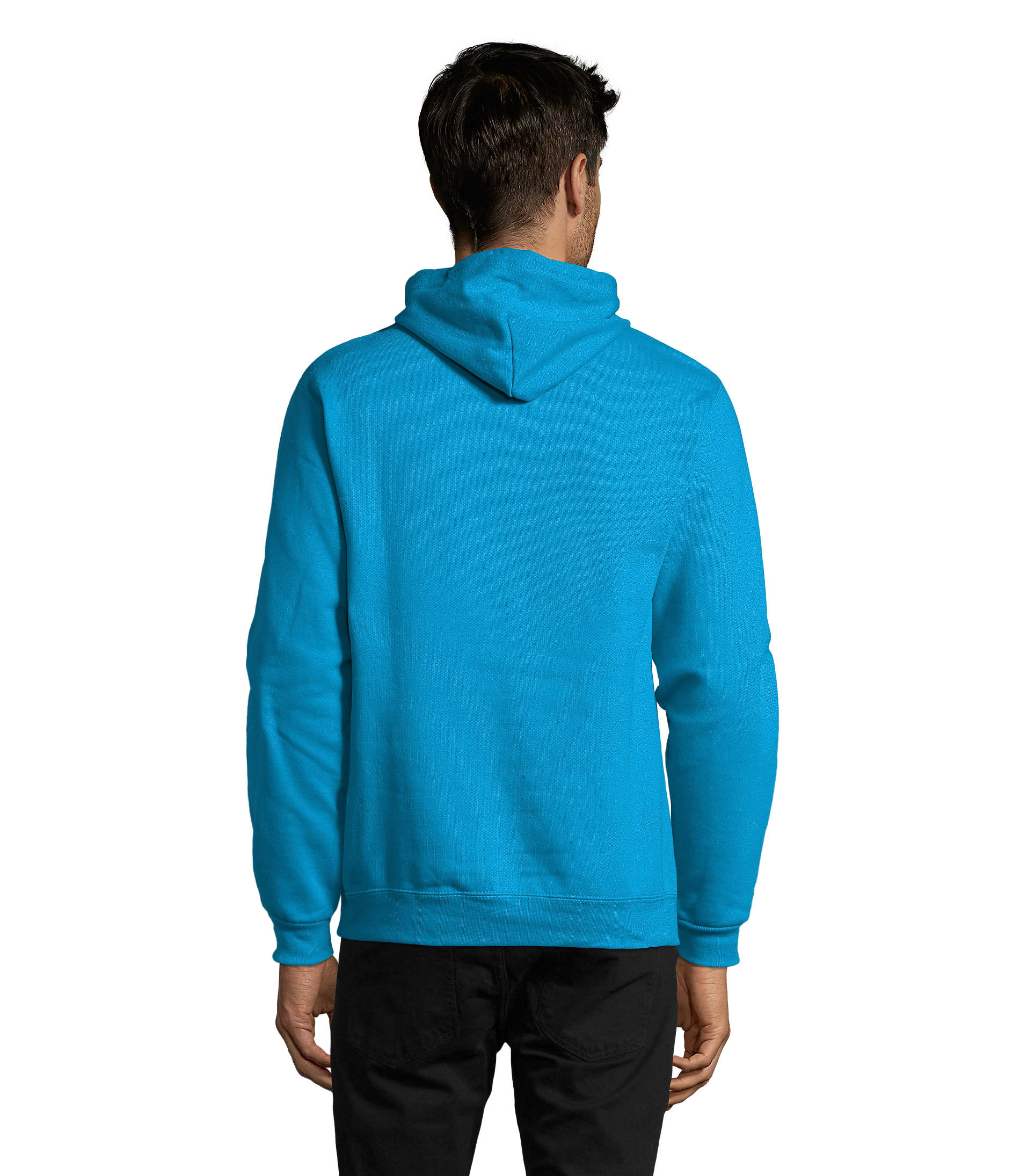 Sweat com capuz unissexo de cor azul aqua/água