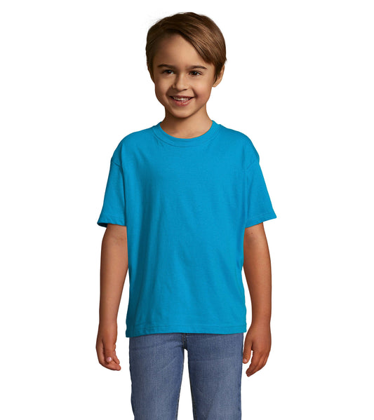 T-shirt criança de cor azul aqua/água