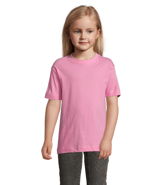 T-shirt criança de cor cor-de-rosa orquídea,