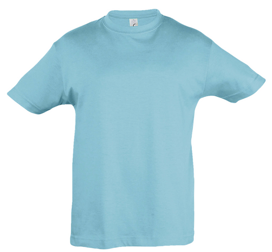 T-shirt criança de cor azul atol