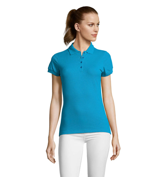 Polo de senhora de cor azul aqua/água