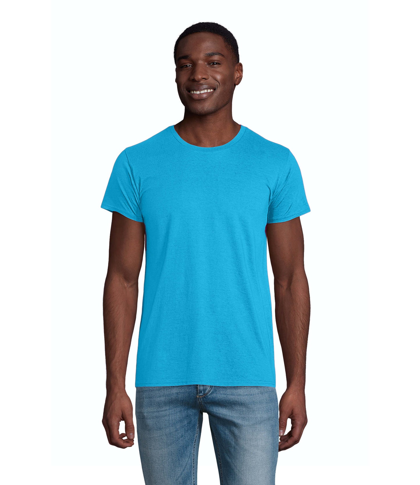 T-shirt homem jersey de cor azul aqua/água