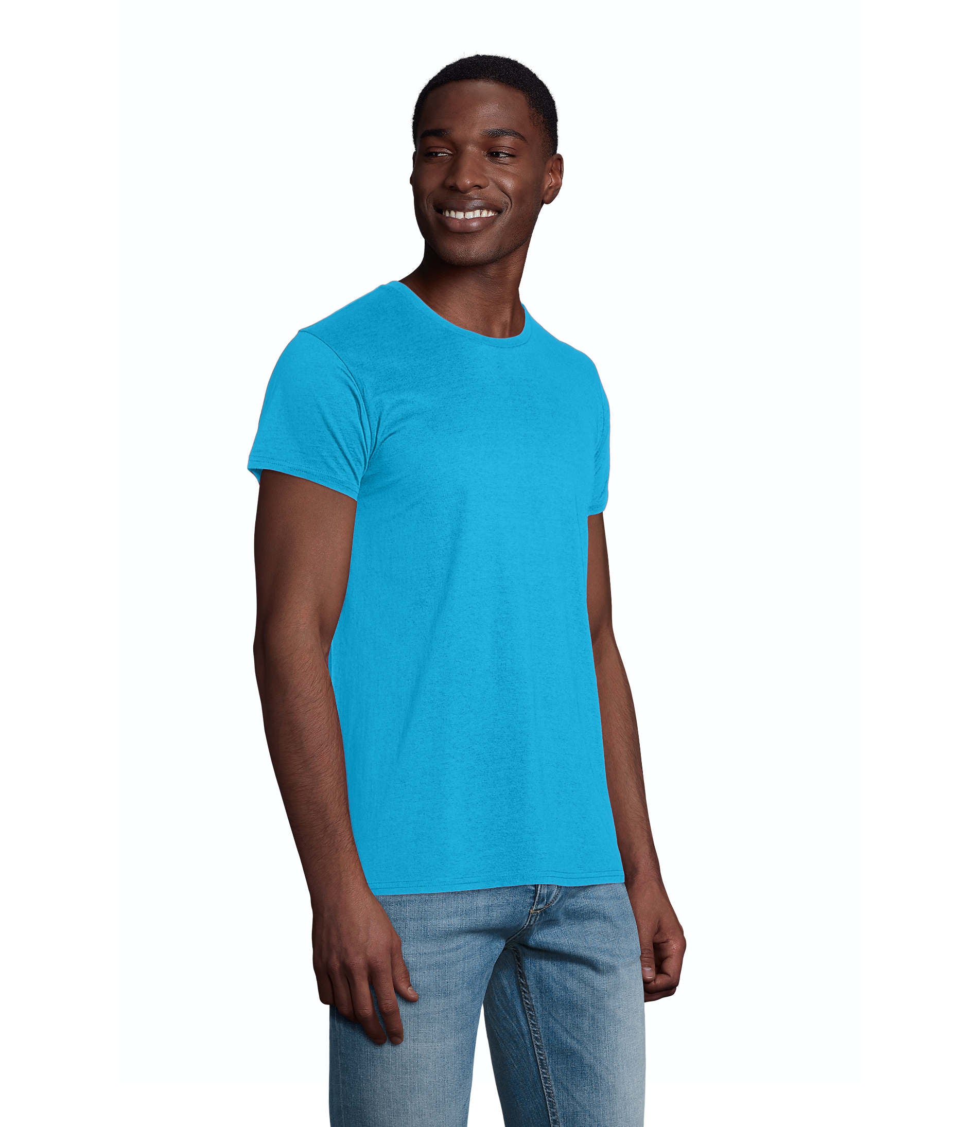 T-shirt homem jersey de cor azul aqua/água