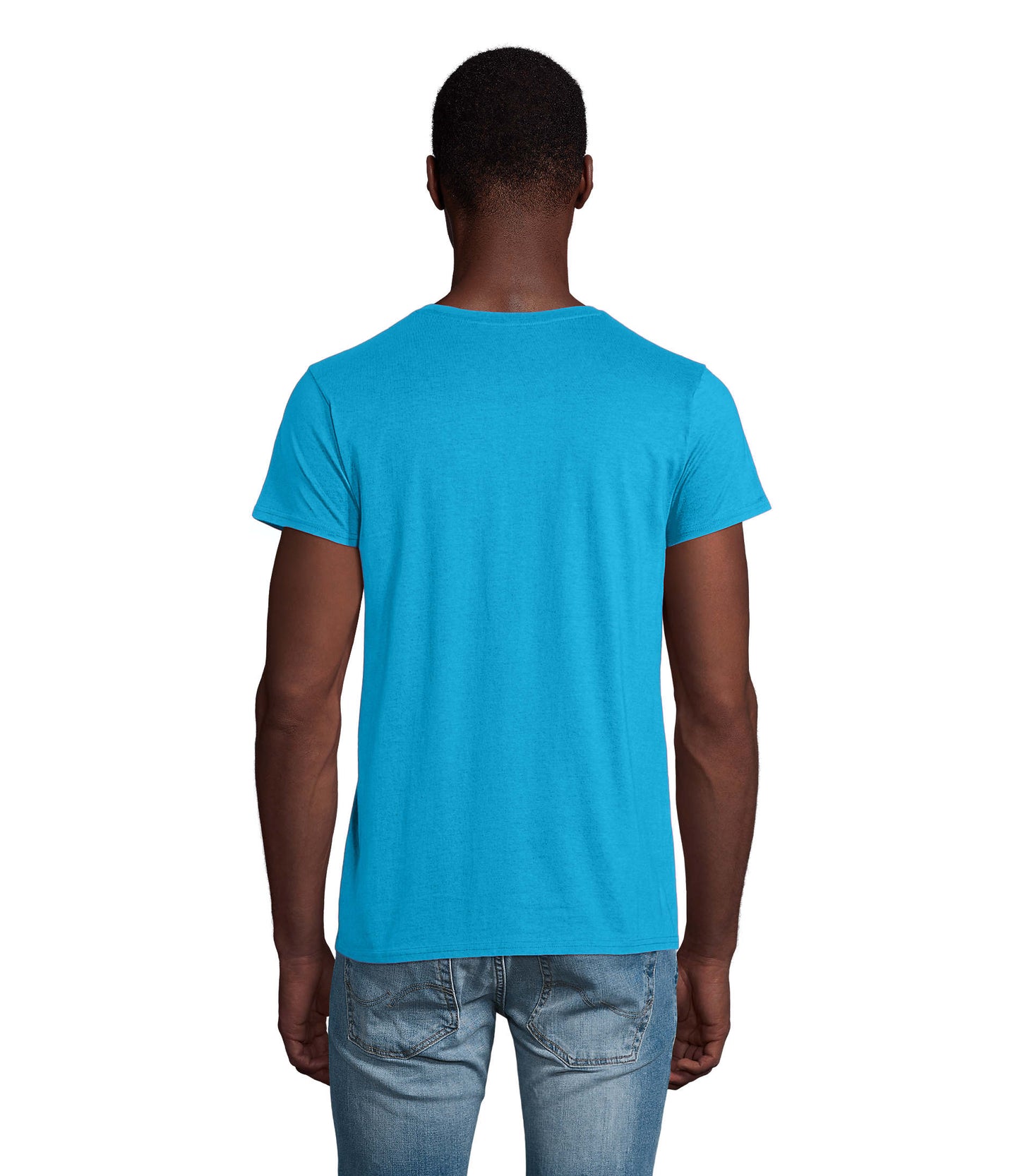 T-shirt homem jersey de cor azul aqua/água