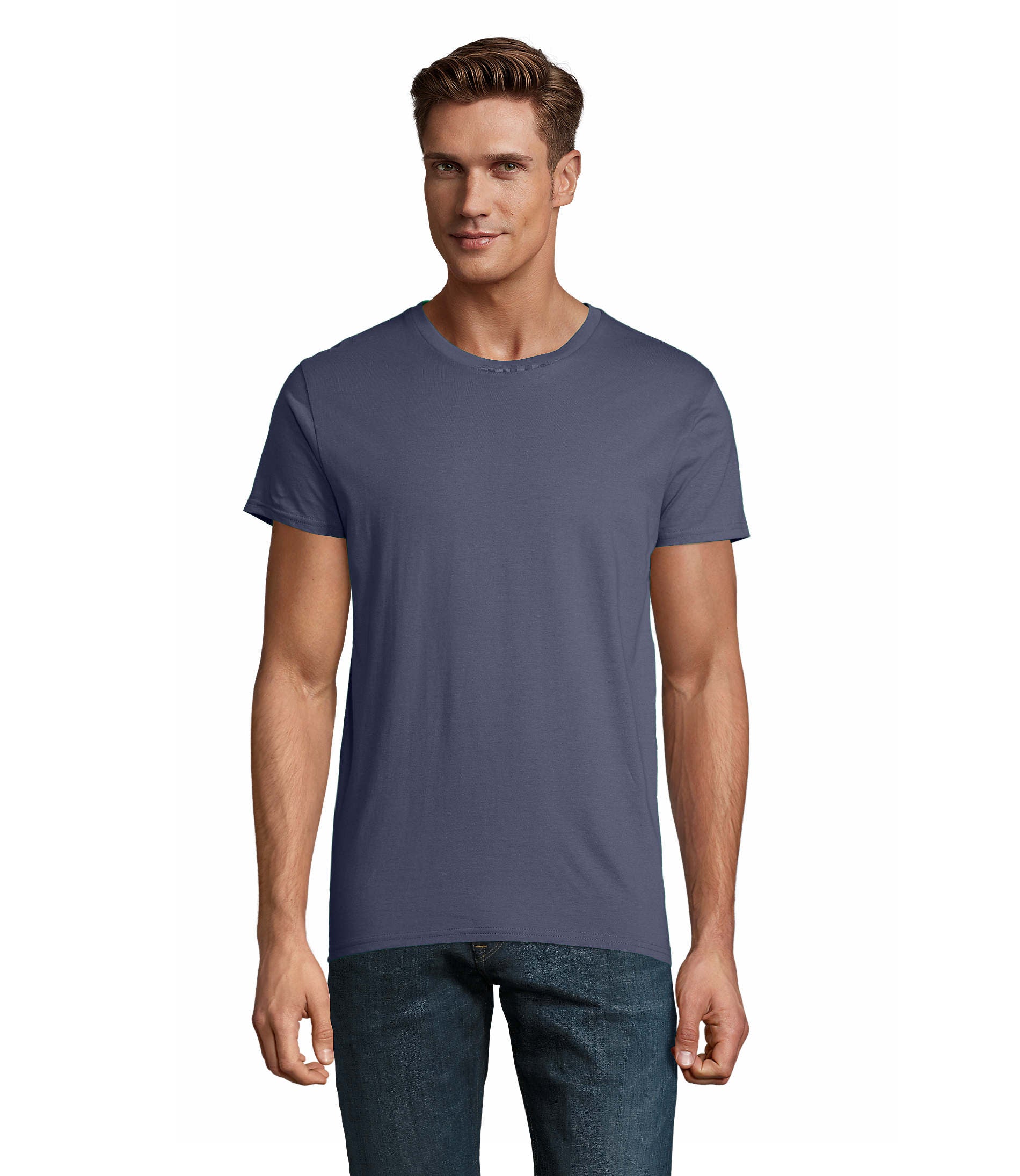 T-shirt homem jersey de cor azul denim