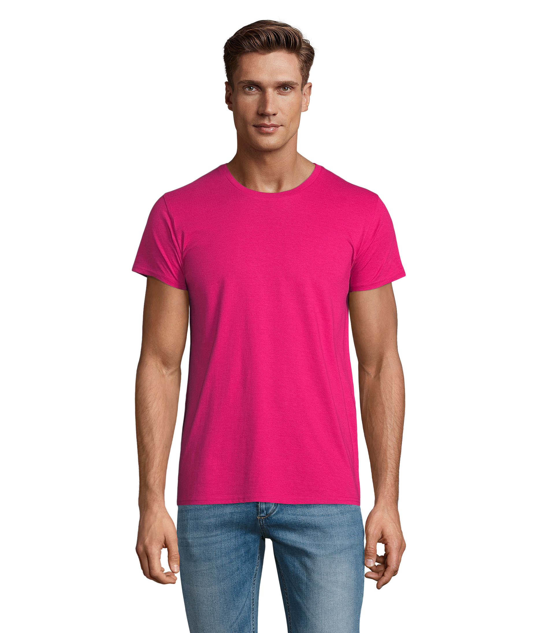 T-shirt homem jersey de cor cor-de-rosa fushia