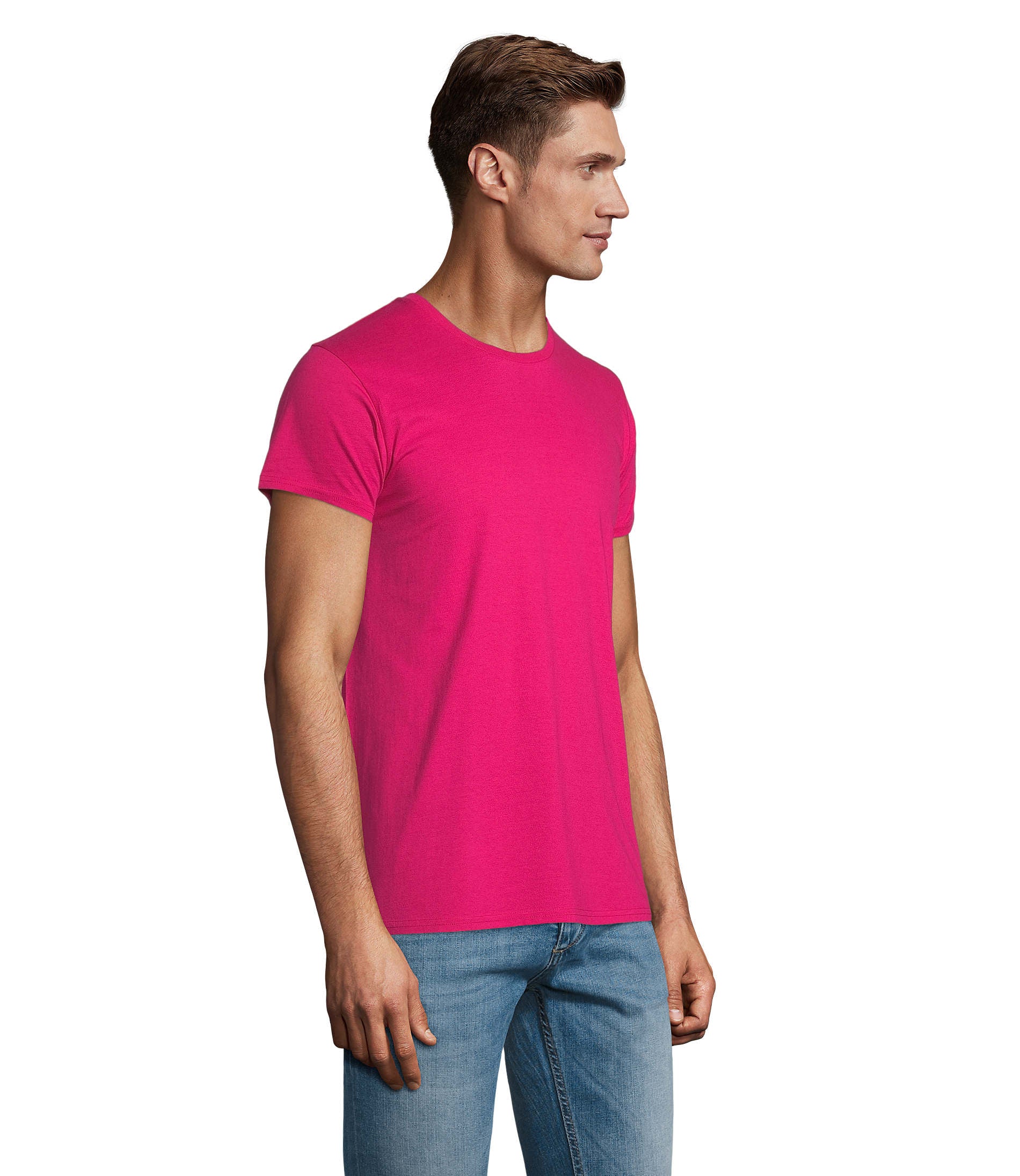 T-shirt homem jersey de cor cor-de-rosa fushia