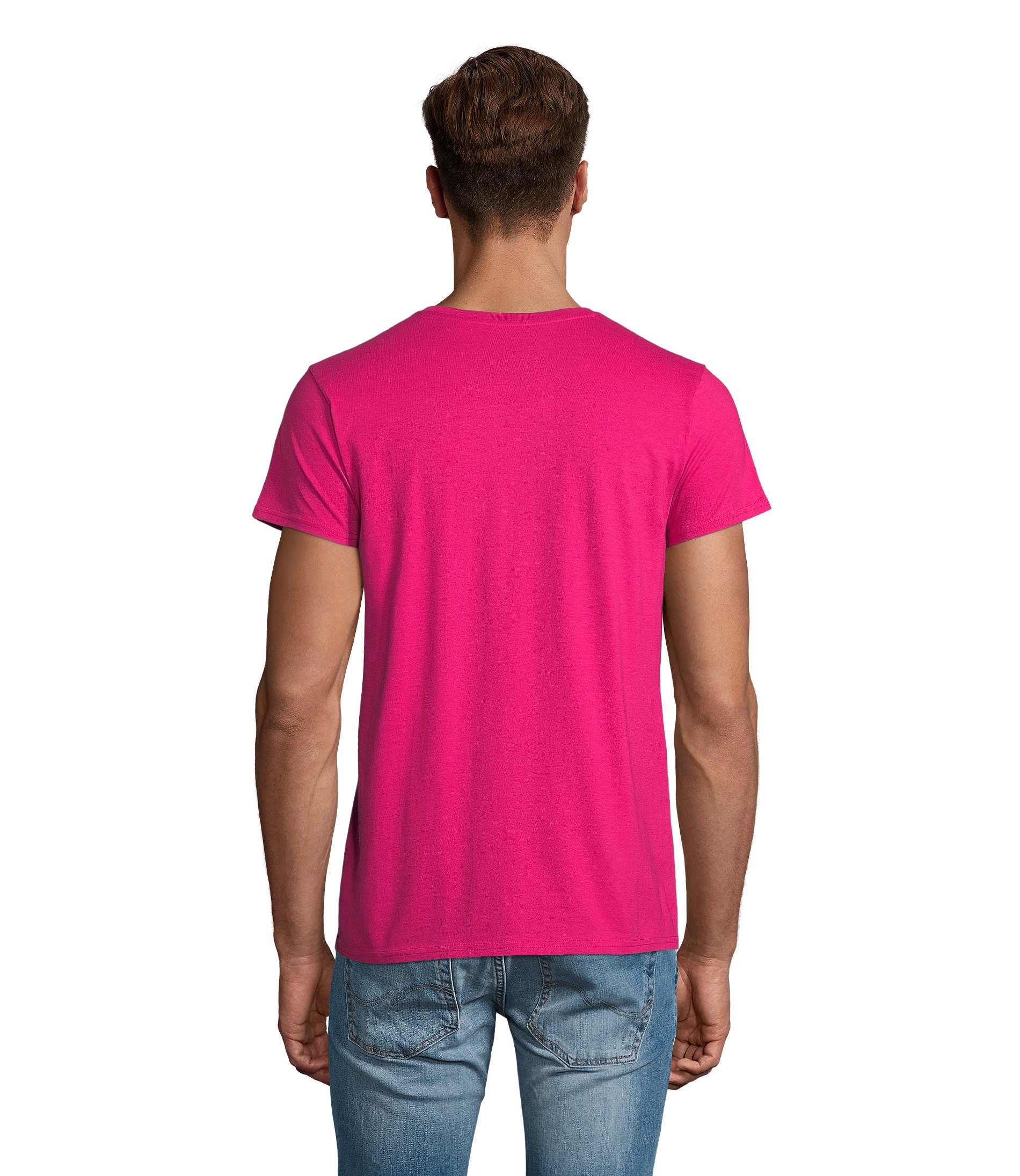 T-shirt homem jersey de cor cor-de-rosa fushia