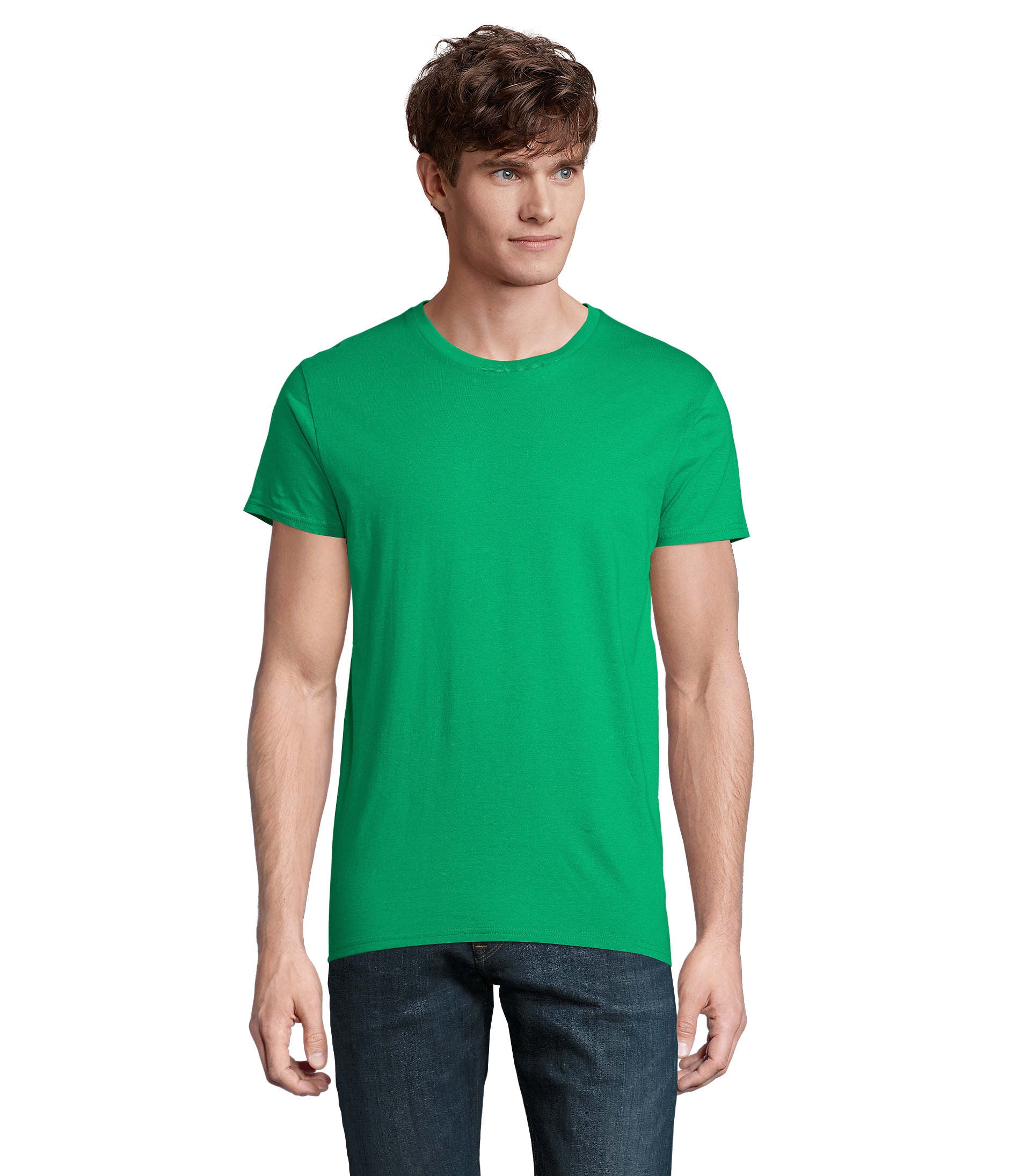 T-shirt homem jersey de cor verde dos prados