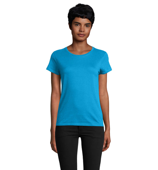 T-shirt mulher jersey de cor azul aqua/água