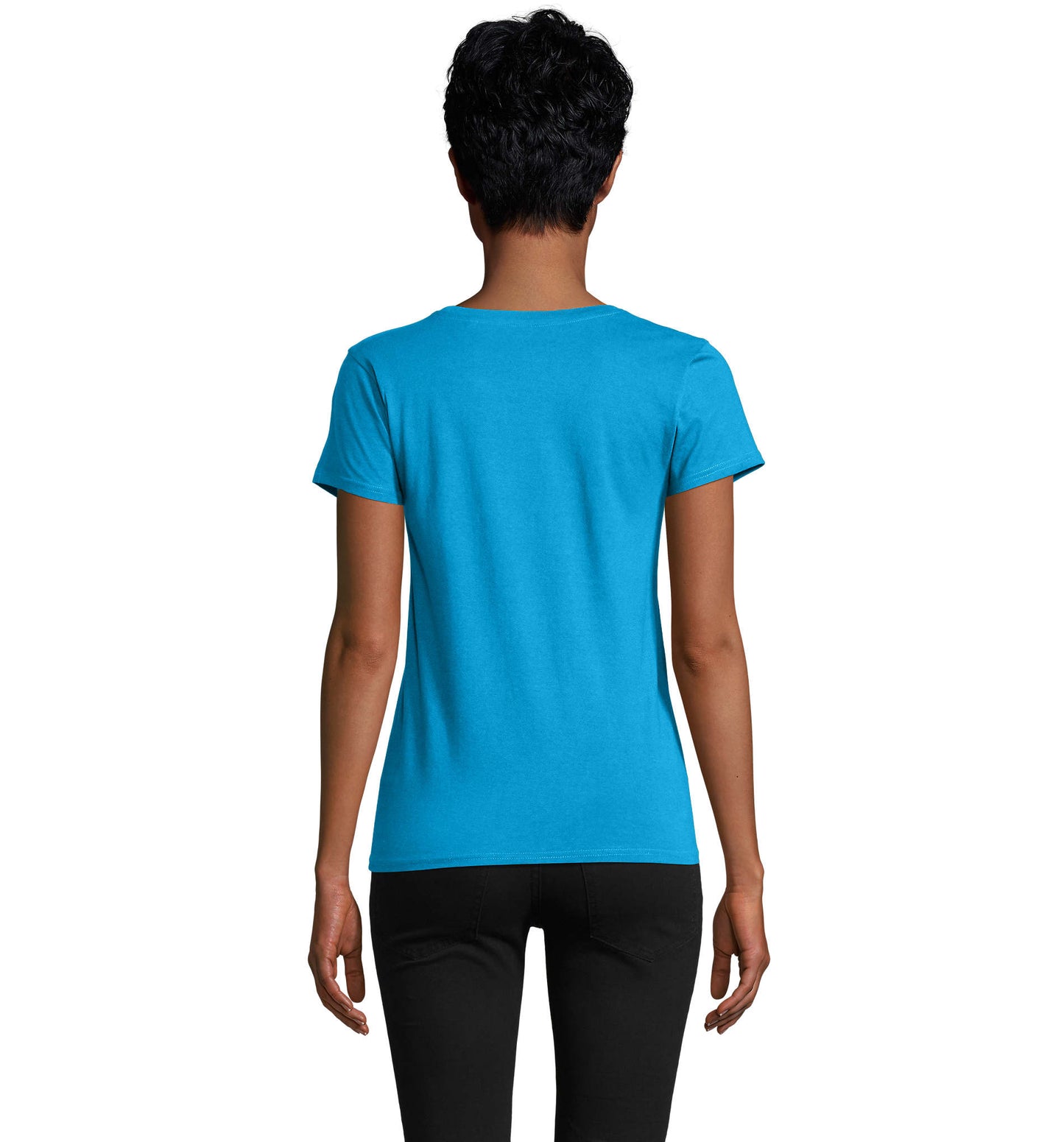 T-shirt mulher jersey de cor azul aqua/água