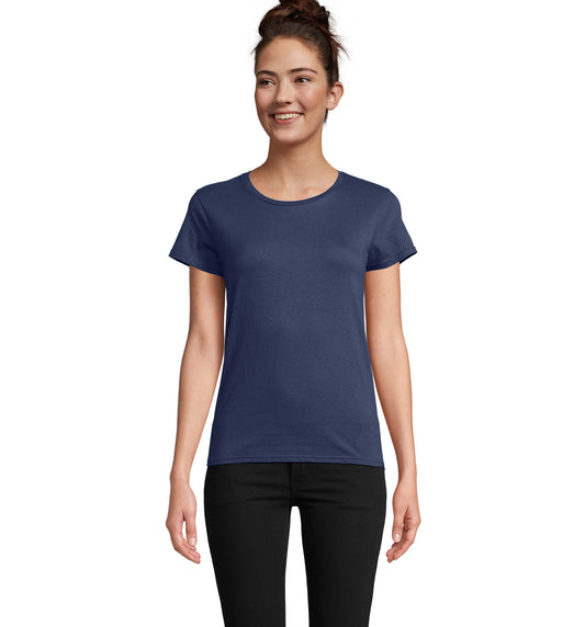 T-shirt mulher jersey de cor azul denim