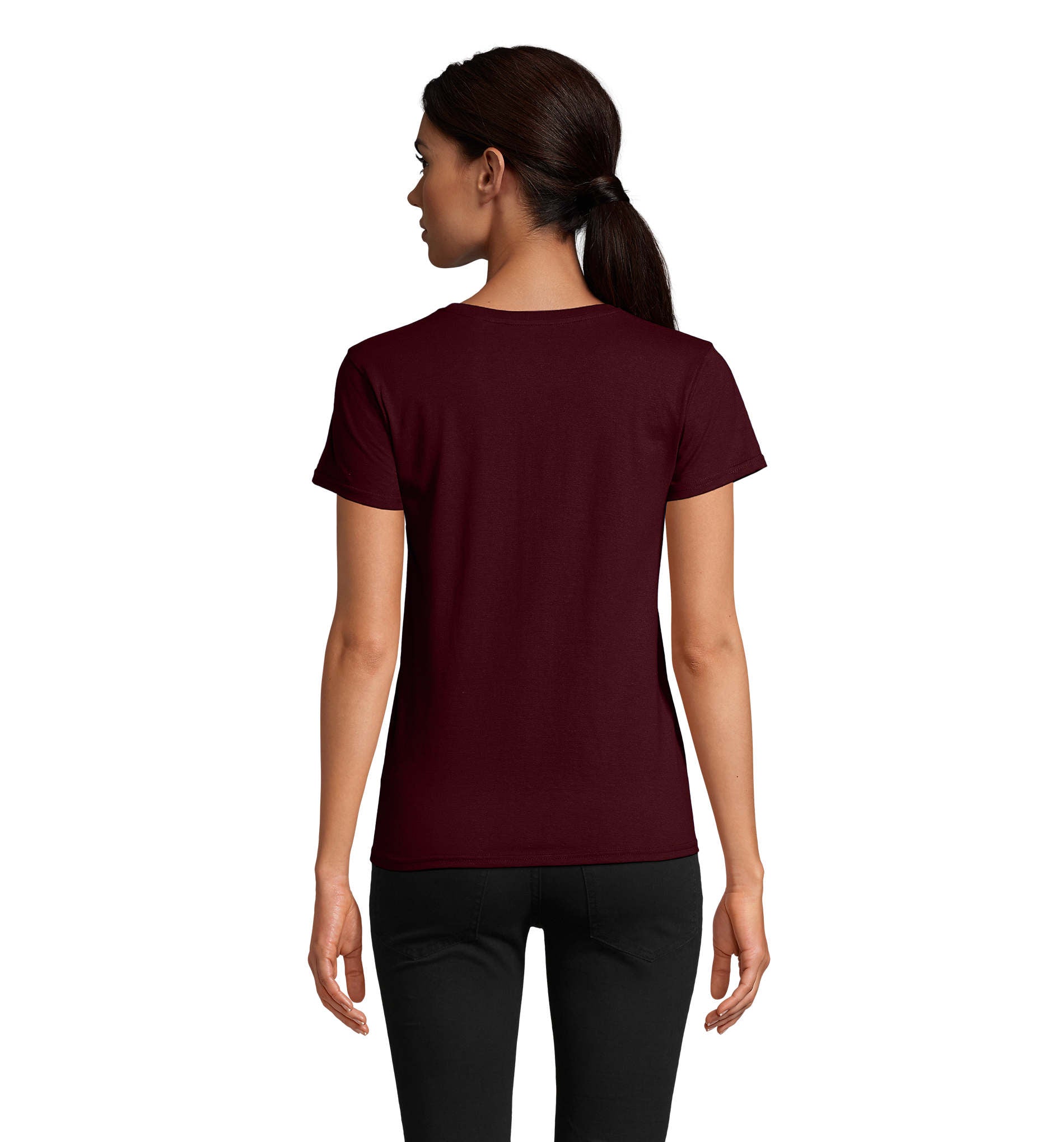 T-shirt mulher jersey de cor bordo