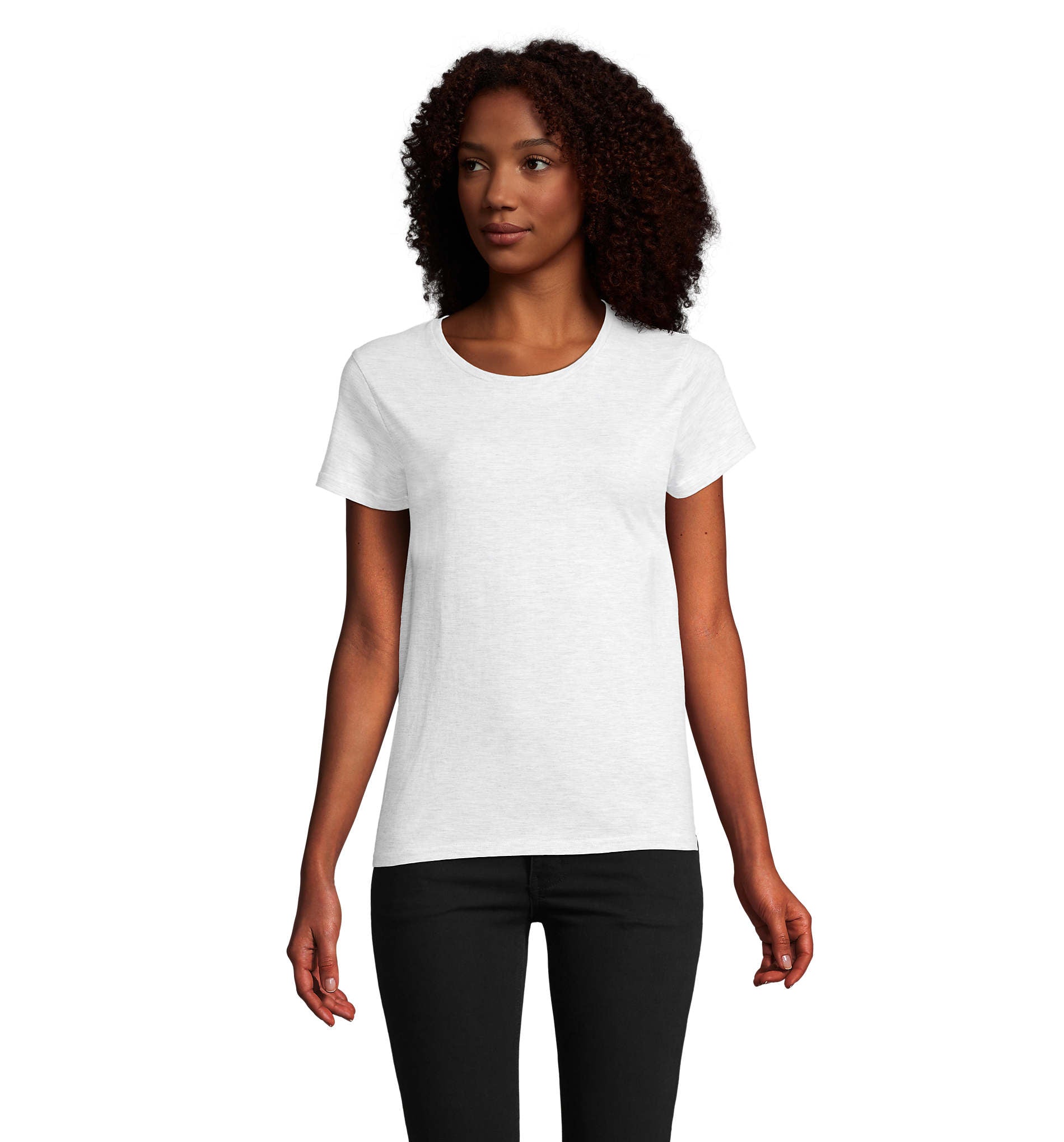 T-shirt mulher jersey de cor branco matizado