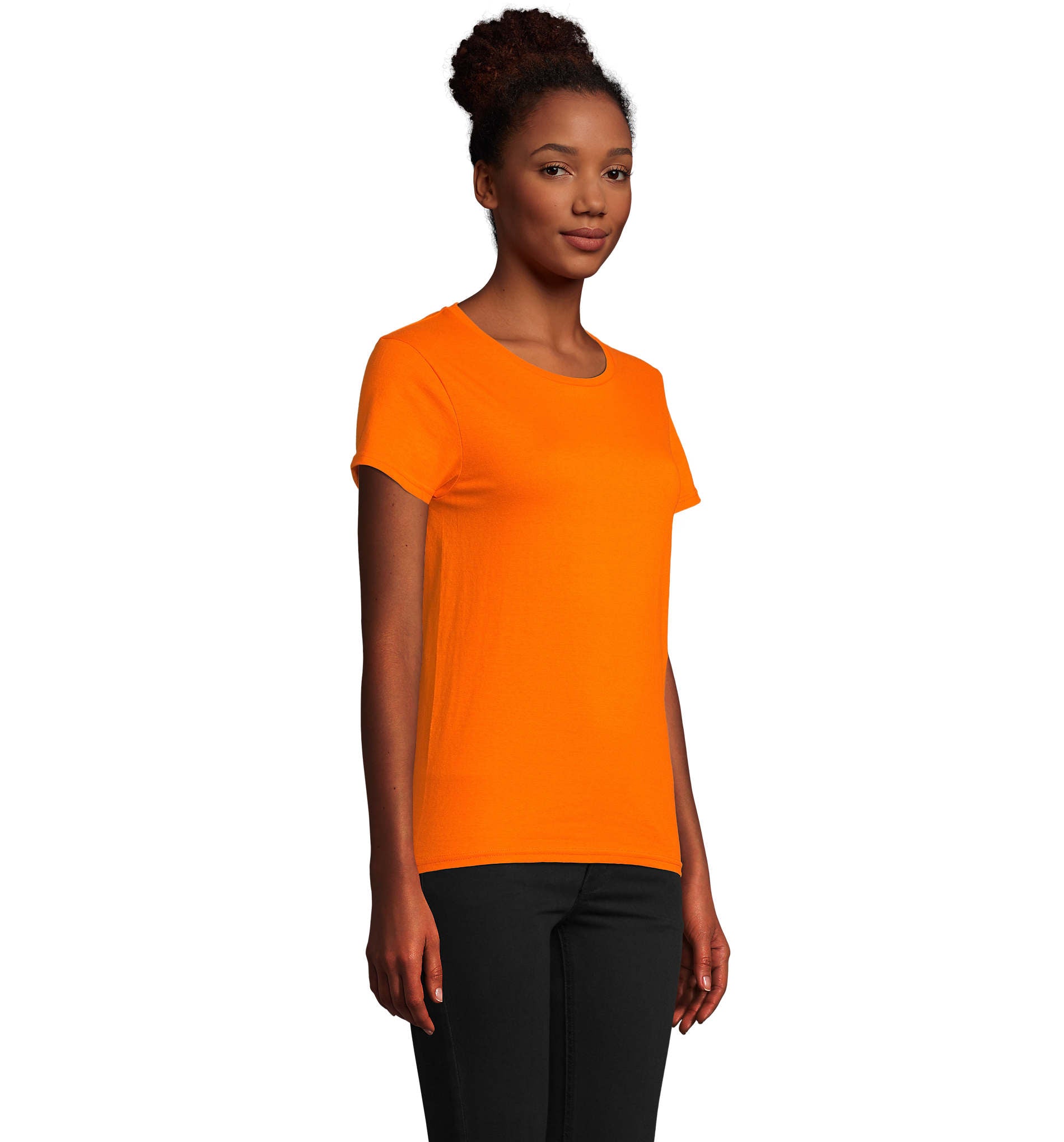 T-shirt mulher jersey de cor laranja