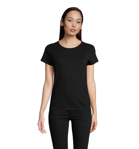 T-shirt mulher jersey de cor preto profundo