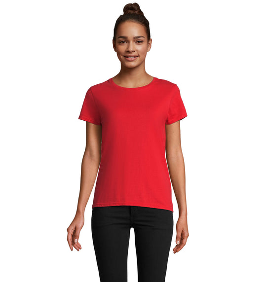 T-shirt mulher jersey de cor vermelho vivo