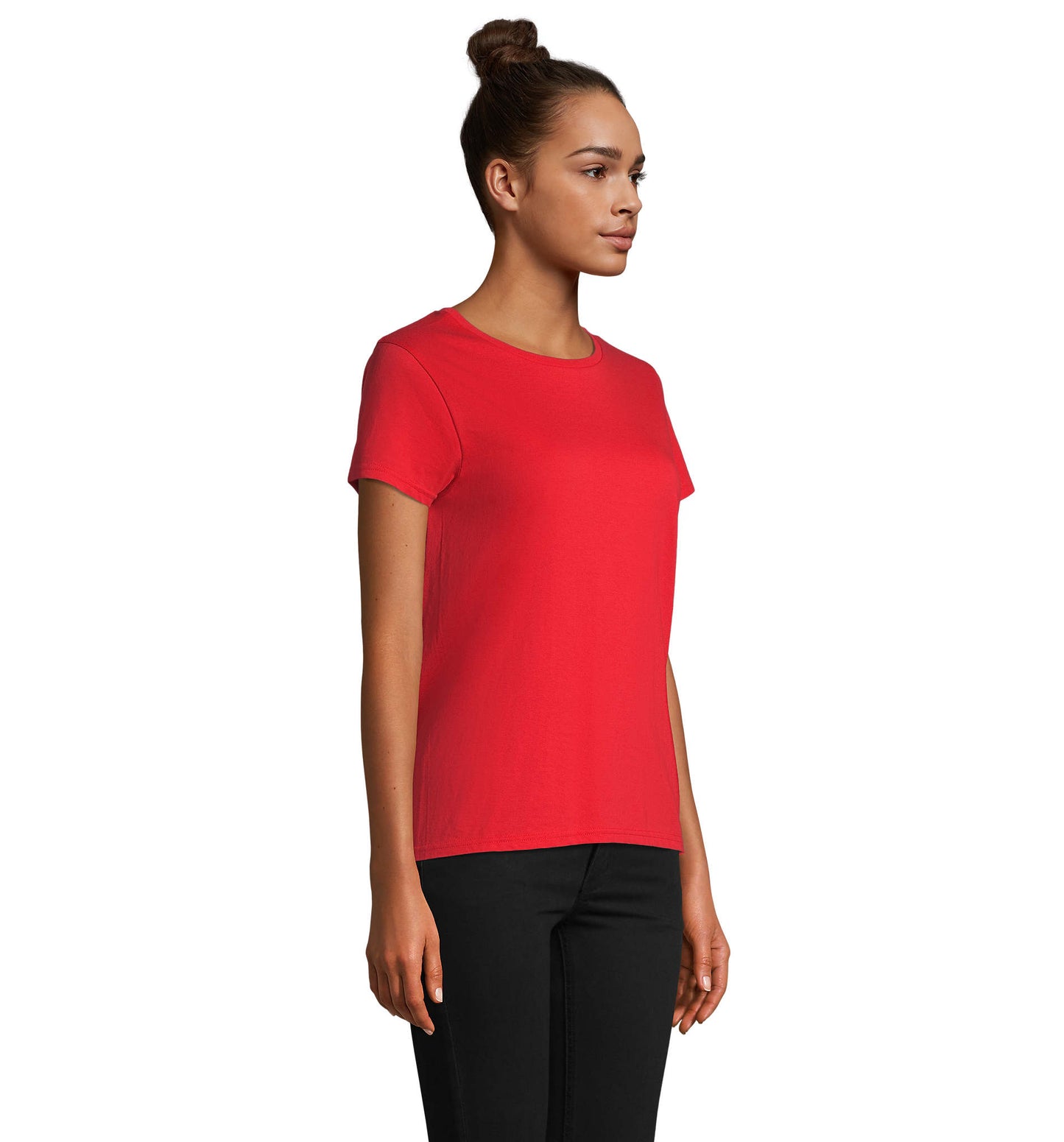 T-shirt mulher jersey de cor vermelho vivo