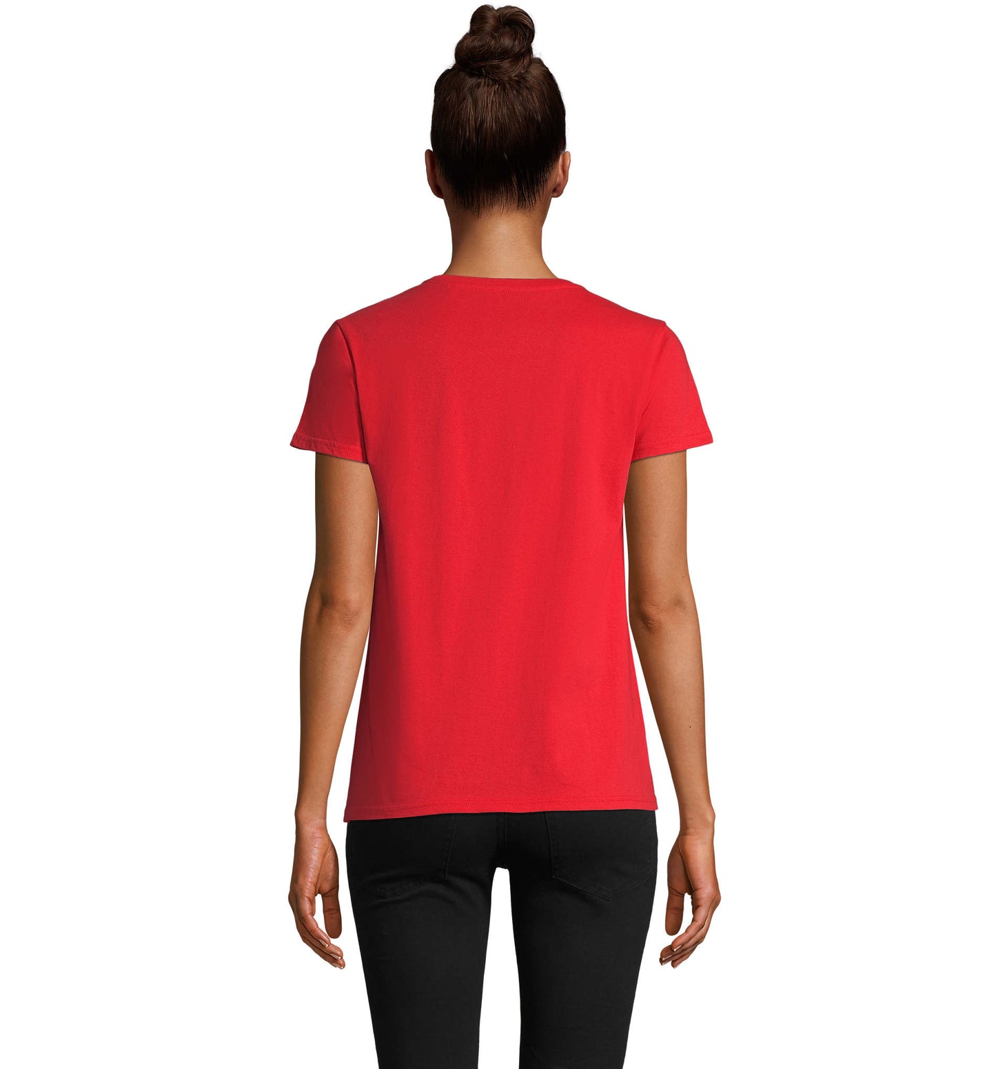 T-shirt mulher jersey de cor vermelho vivo