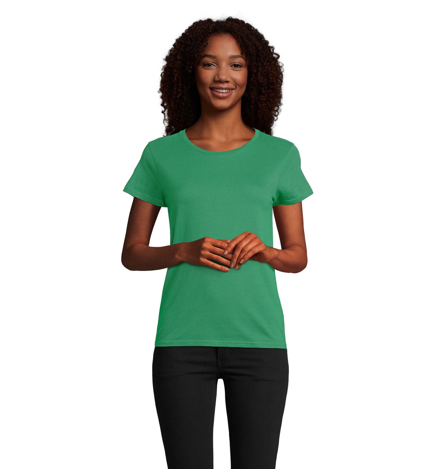 T-shirt mulher jersey de cor verde dos prados