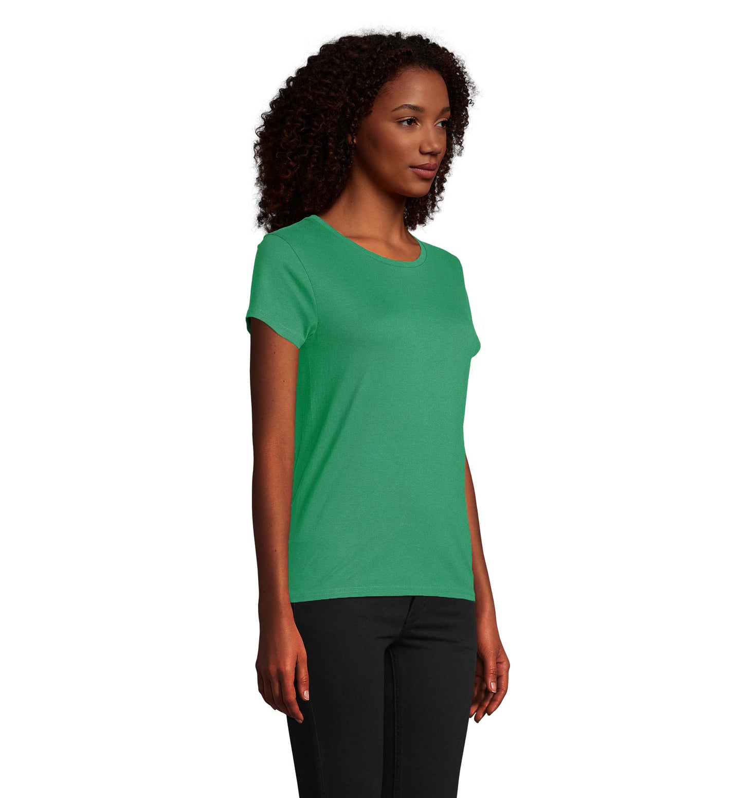 T-shirt mulher jersey de cor verde dos prados