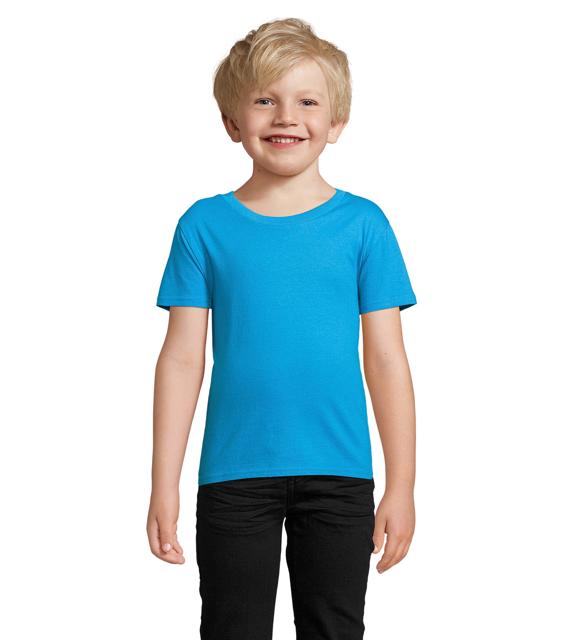 T-shirt criança jersey de cor azul aqua